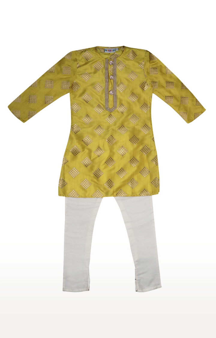 Popsicles Clothing | Popsicles Boys Cotton Silk Mahogany Kurta Pyjama set - Maroon & Yellow 0
