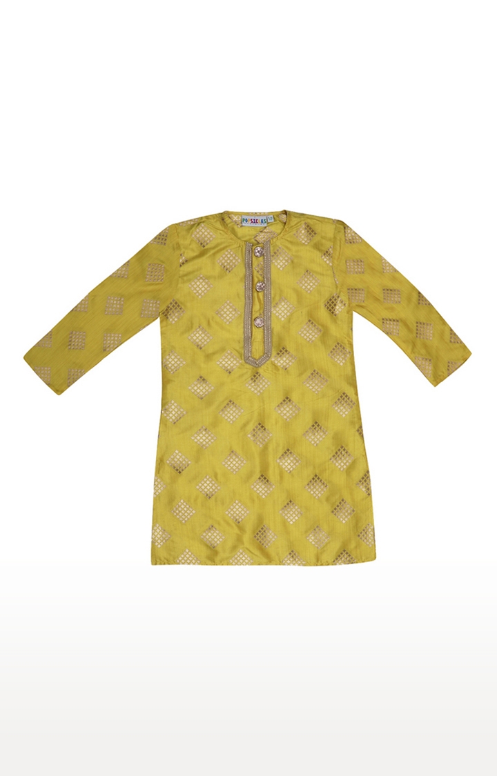 Popsicles Clothing | Popsicles Boys Cotton Silk Mahogany Kurta Pyjama set - Maroon & Yellow 1