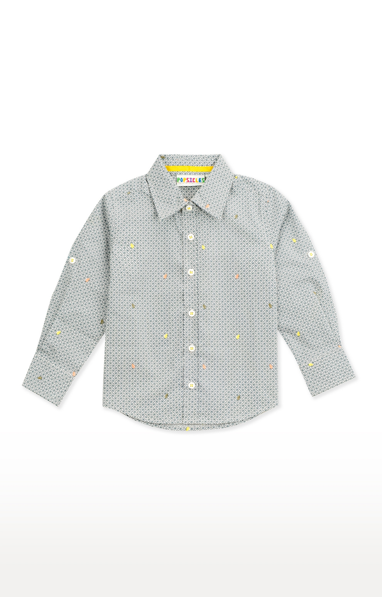 Popsicles Clothing | Popsicles Boys Cotton Lycra Geometric Shirt - White (1-2 Years) 0