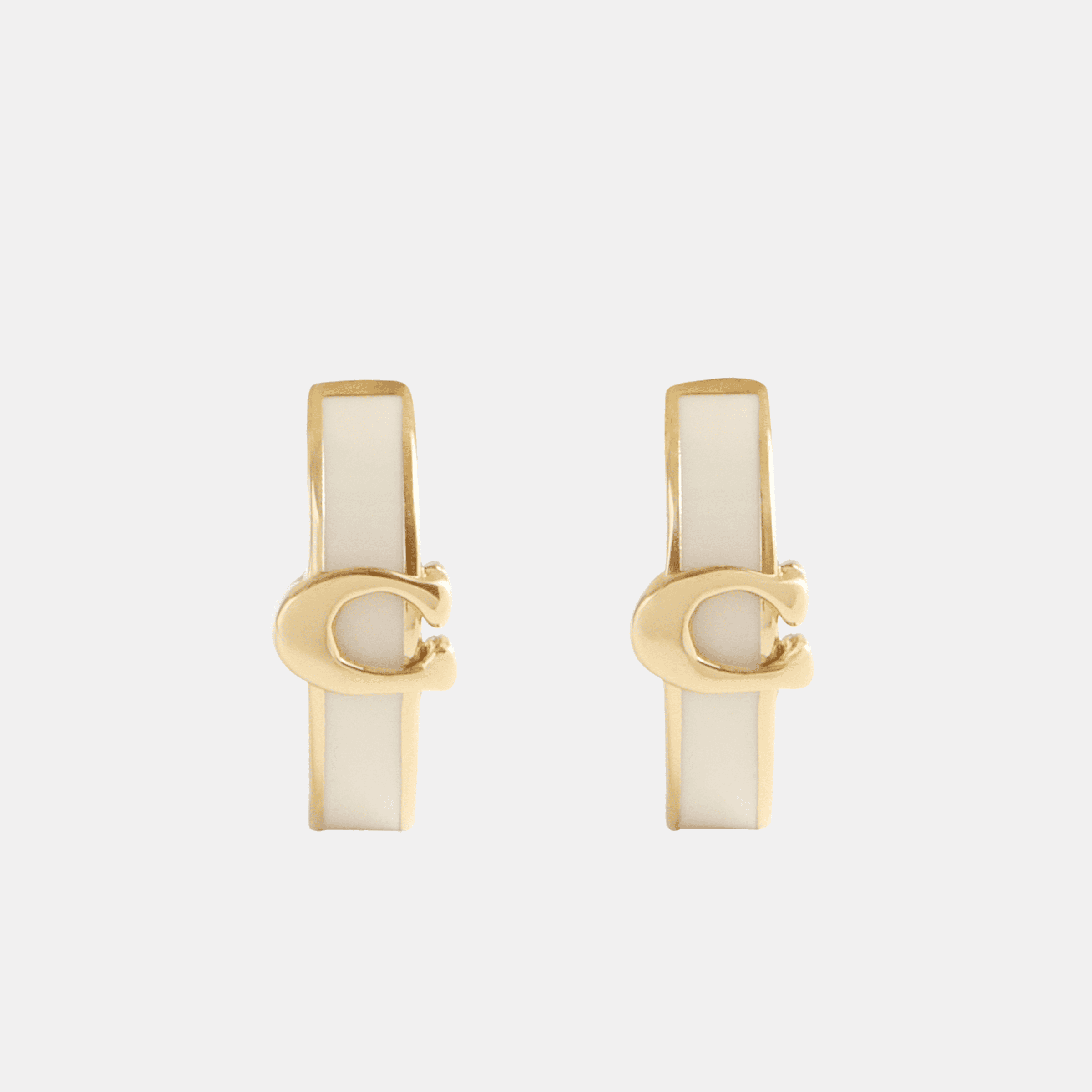 Signature C Enamel Huggie Earrings