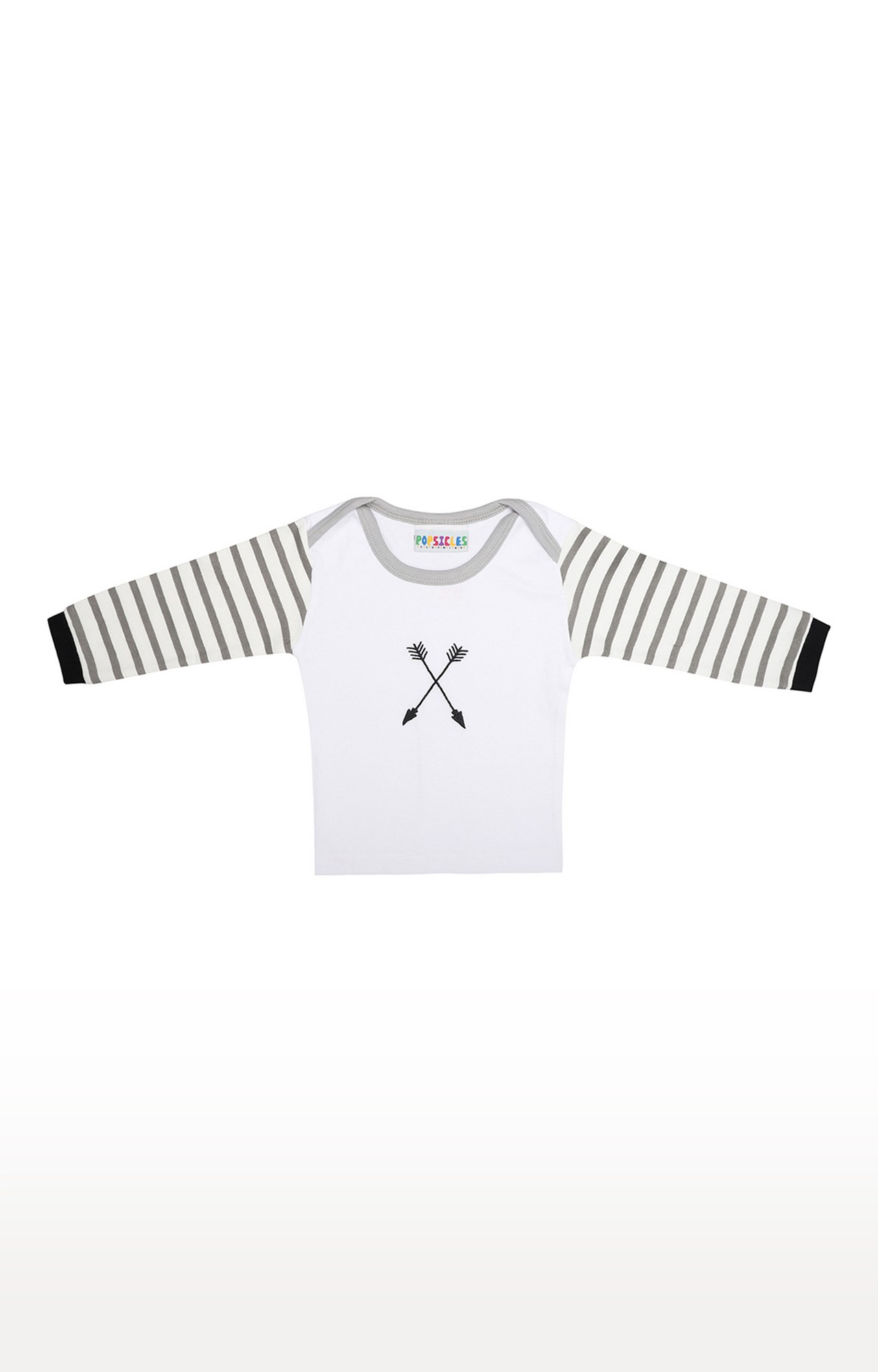 Popsicles Soft Cotton Comfort fit Round Neck Long Sleeves T-shirt and Pants Set for Boys - Off White (0-3M)