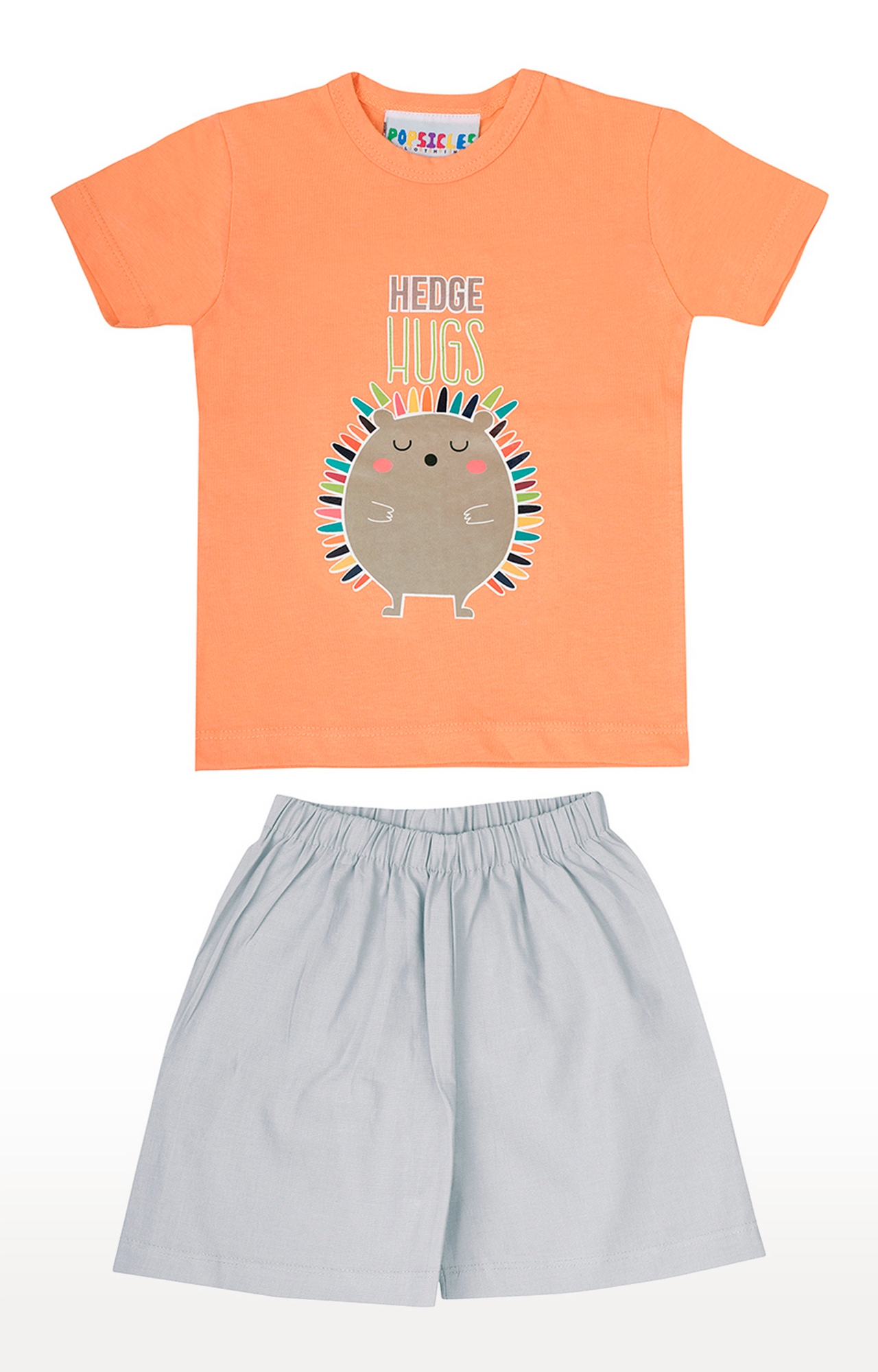 Popsicles Clothing | Popsicles Soft Cotton Comfort fit Round Neck Short Sleeves T-Shirt and Shorts Set for Boys - Orange (0-6M) 0