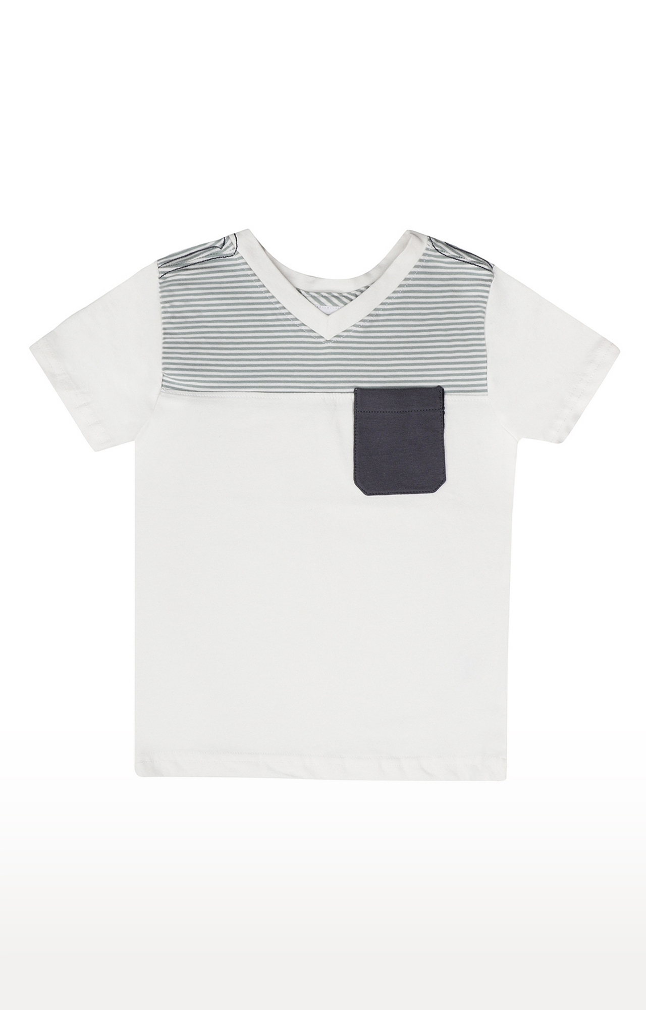 Popsicles Clothing | Popsicles Soft Cotton Comfort fit V-Neck Short Sleeves Boys T-Shirt - Off White (0-6M) 0