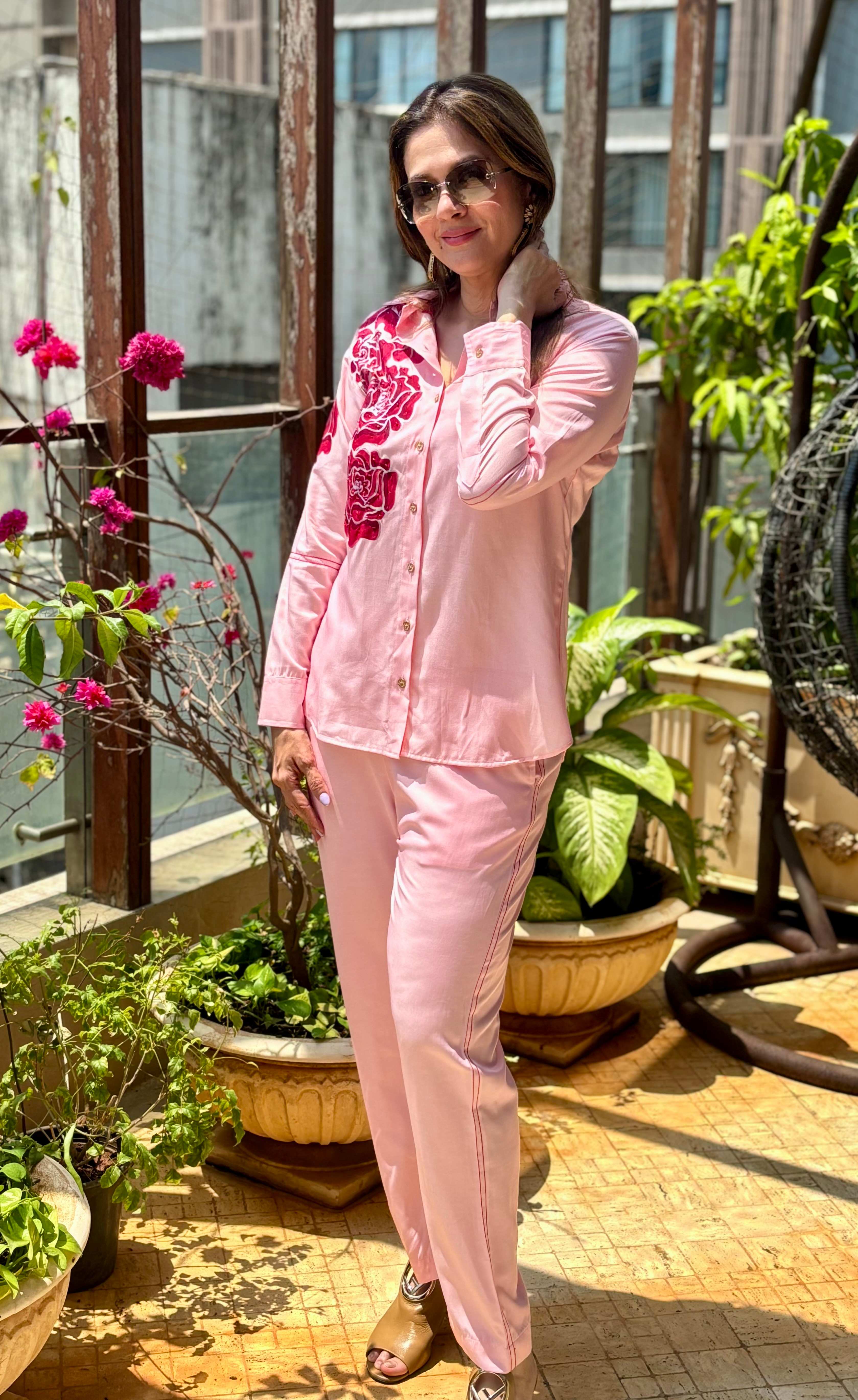 Pink roses handpainted Coord