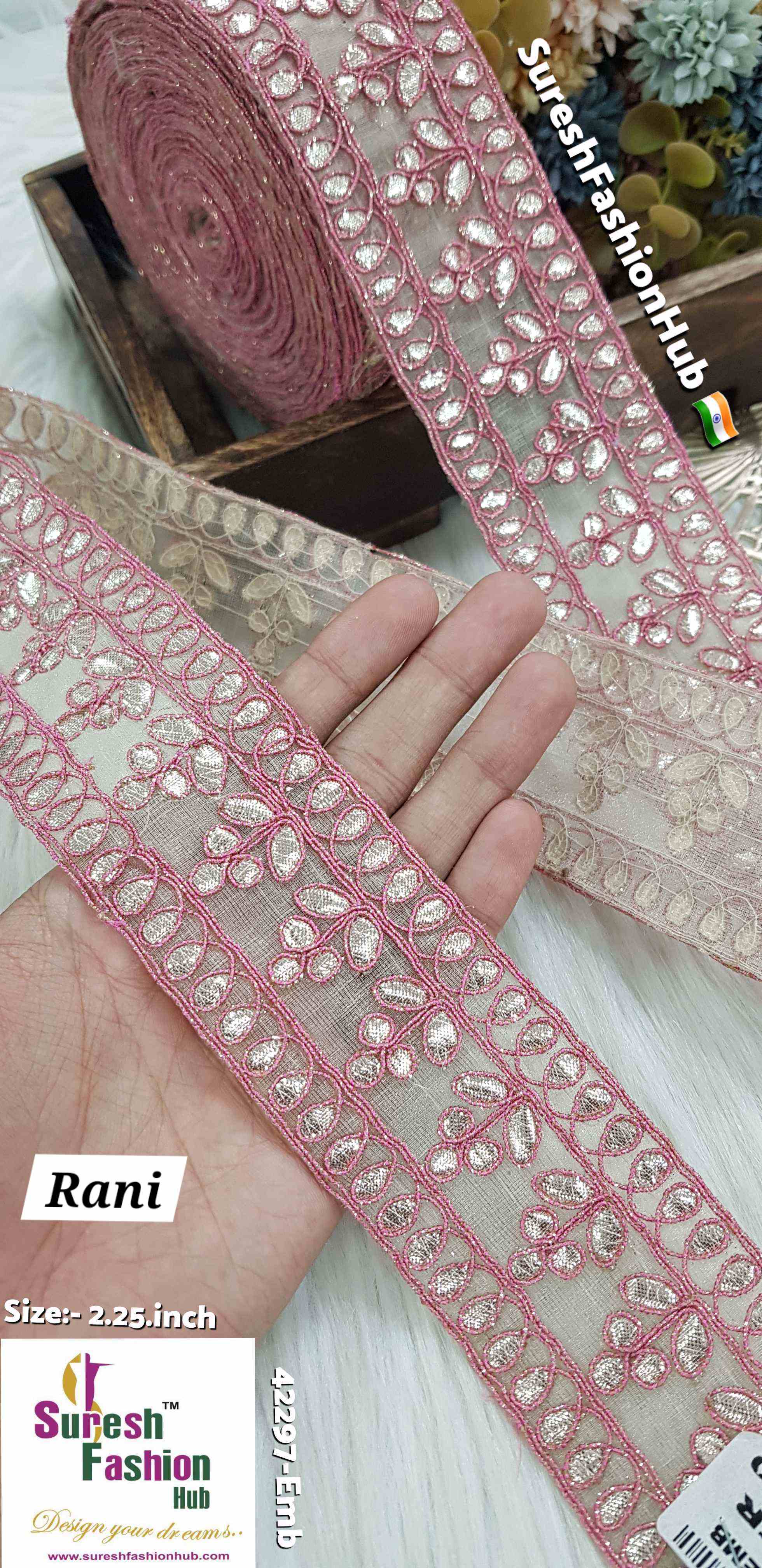 Cute Petal Laser Gota Lace Rani