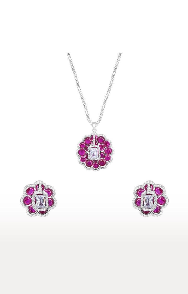 Majestic Blossom Silver 92.5 Necklace Set by Touch 925