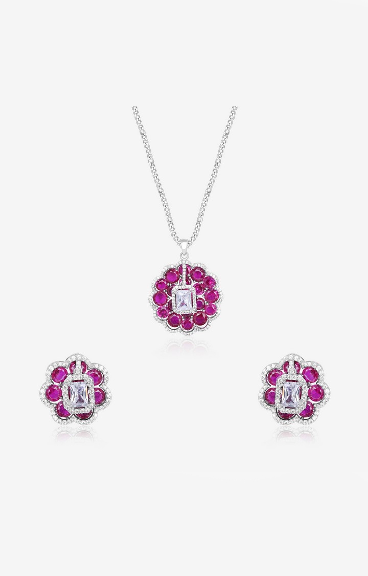 Majestic Blossom Silver 92.5 Necklace Set by Touch 925