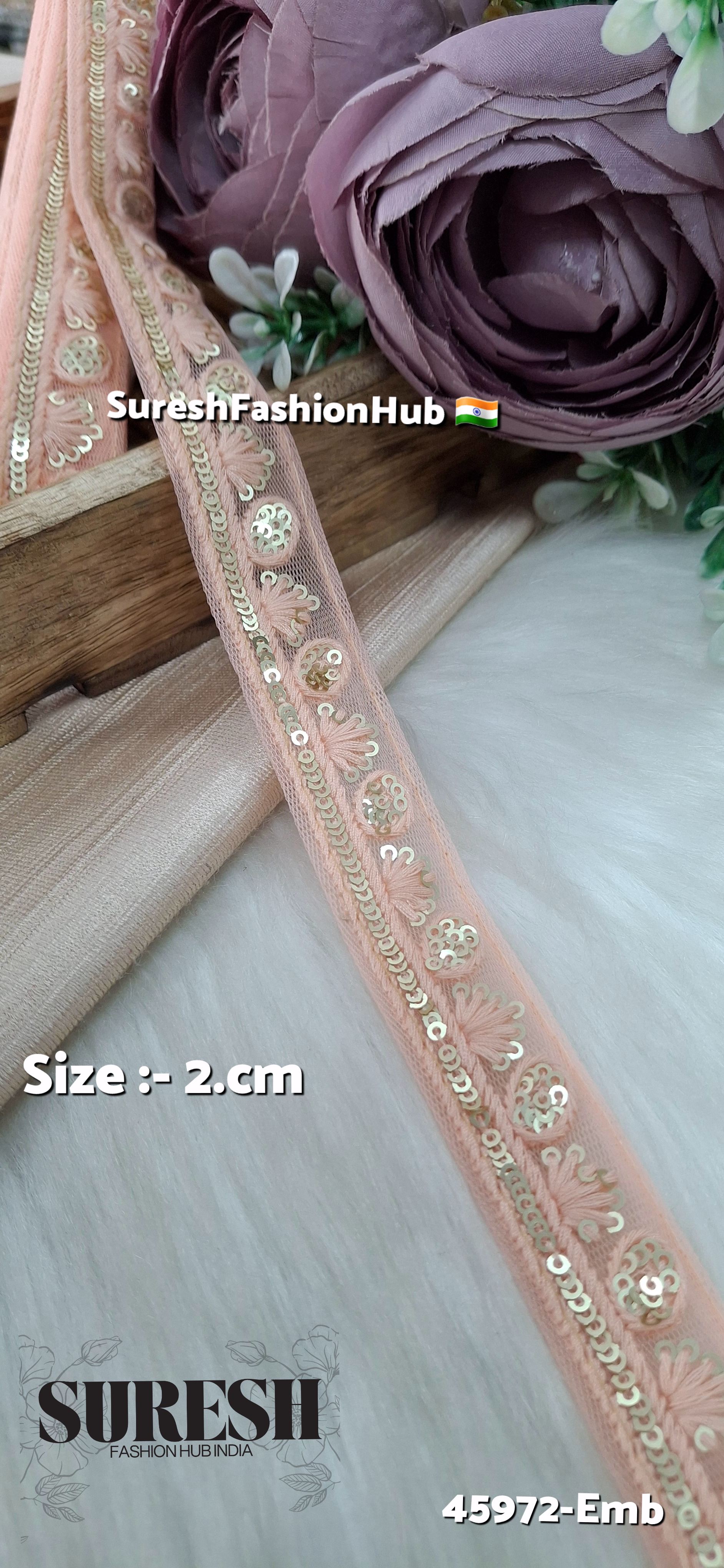 Peach Tone-on-Tone Embroidery Lace