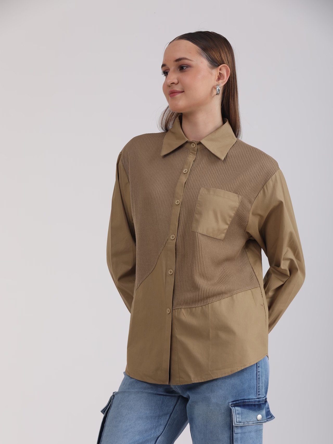 Albion Women Khaki Blouson Top