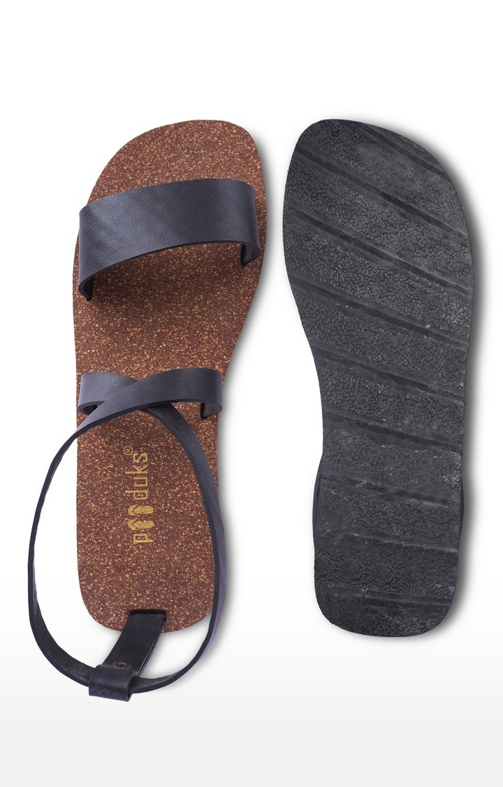 Paaduks | Women's Black PU Sandals 4