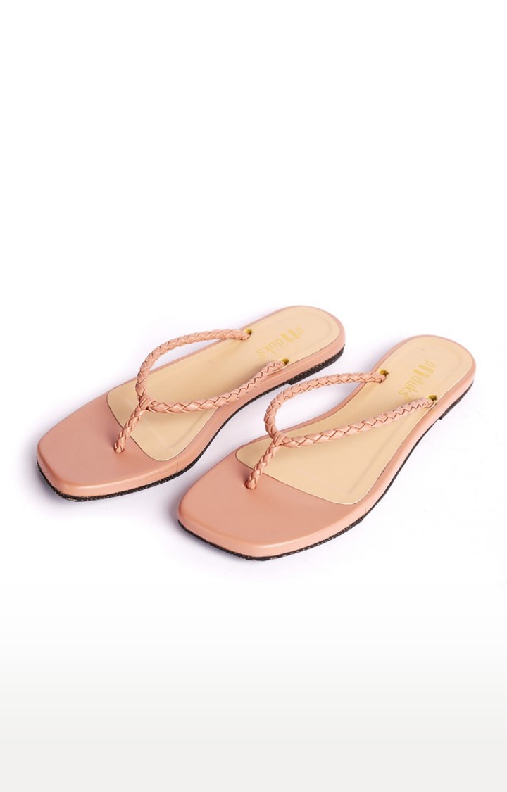 Women's Pink Artificial Flat Slip-ons