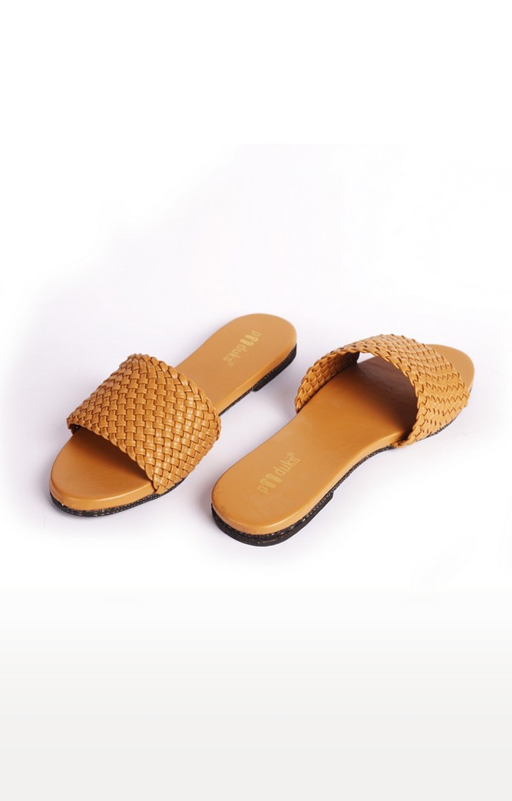 Paaduks | Women's Brown Artificial Flat Slip-ons