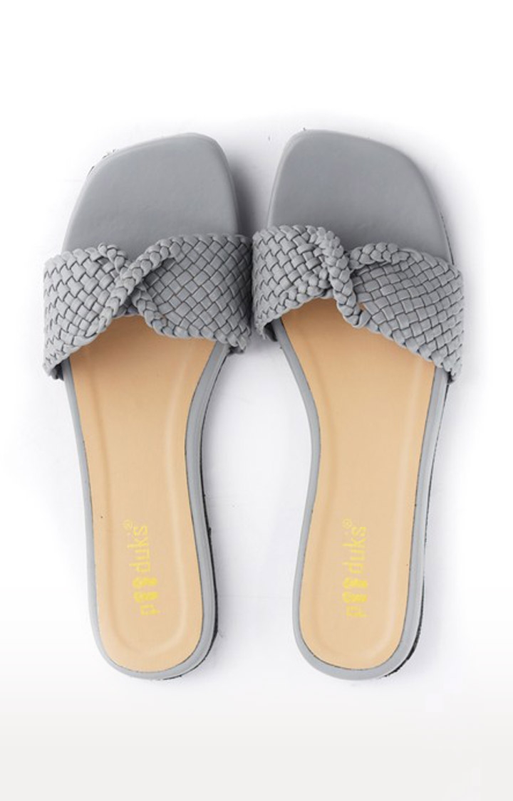 Paaduks | Women's Grey Artificial Flat Slip-ons 2