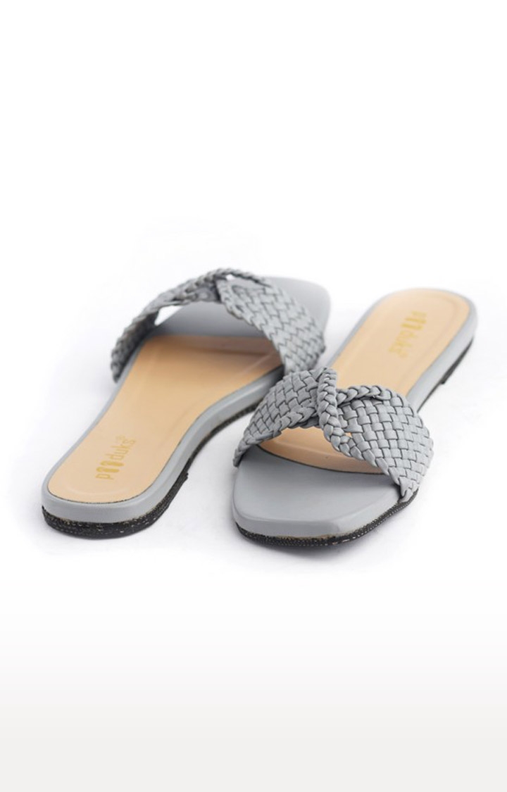 Paaduks | Women's Grey Artificial Flat Slip-ons