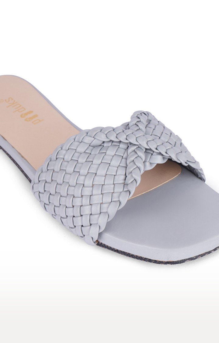 Paaduks | Women's Grey Artificial Flat Slip-ons 4