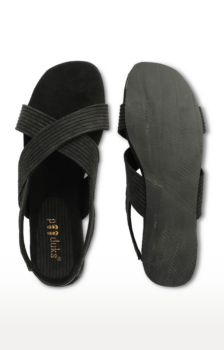 Women's Black Corduroy Sandals