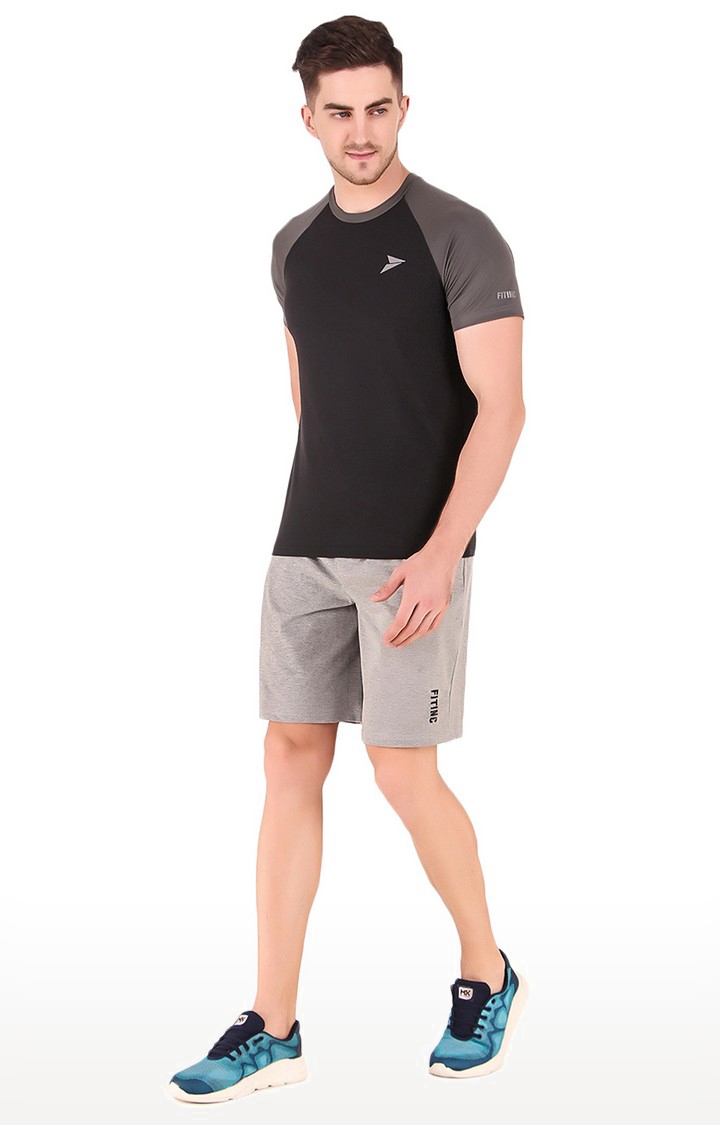 Men's Grey Cotton Melange  Activewear Shorts