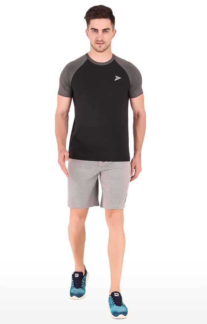 Men's Grey Cotton Melange  Activewear Shorts