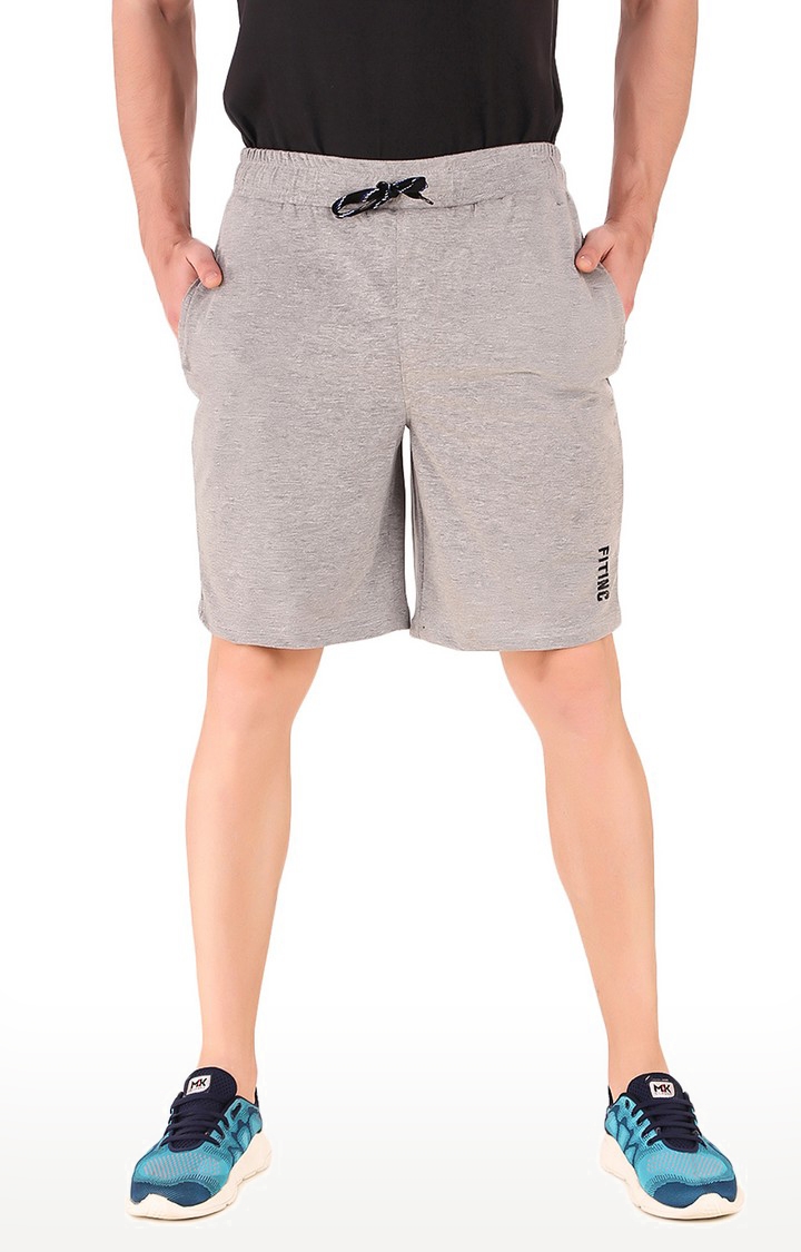 Men's Grey Cotton Melange  Activewear Shorts