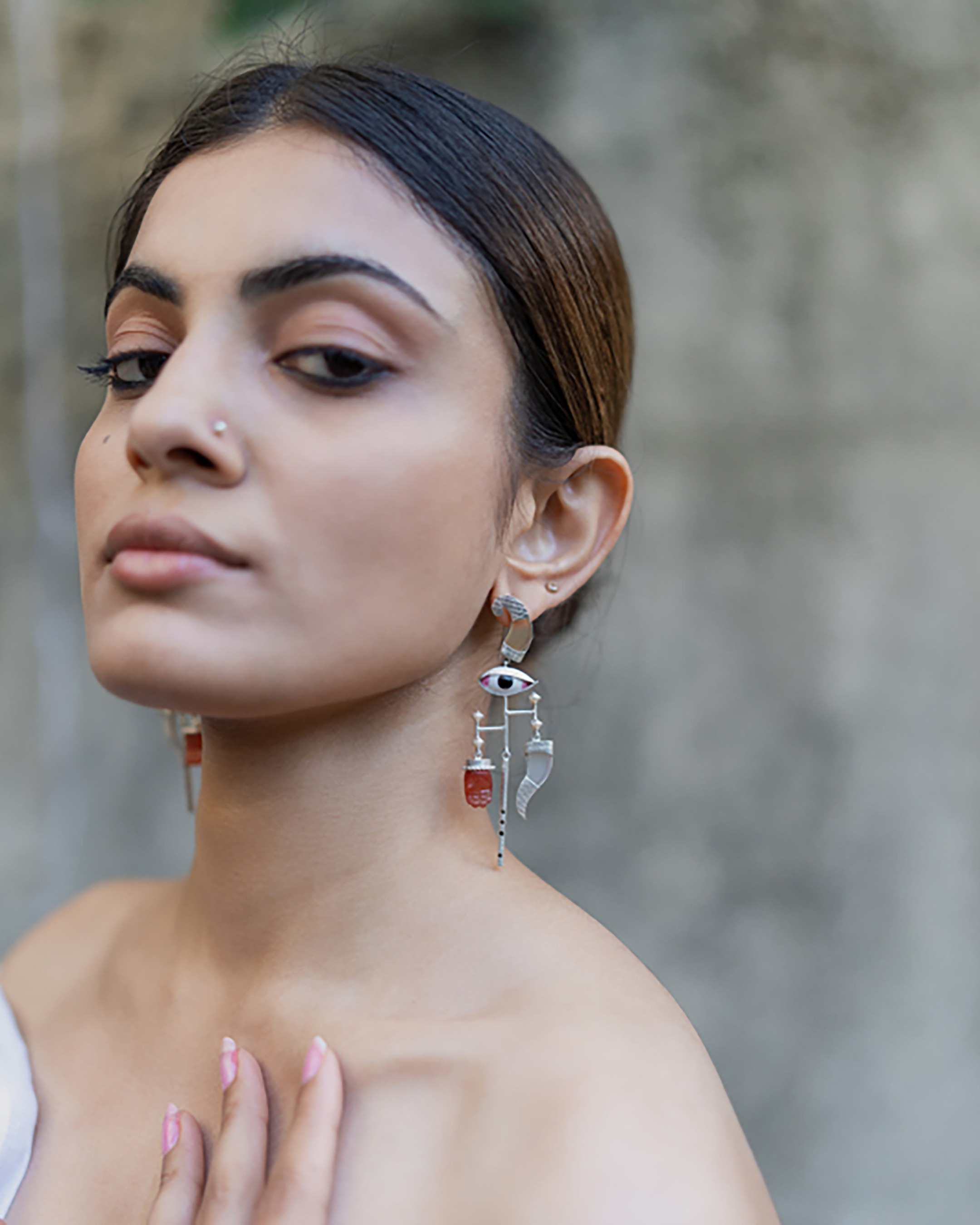 Pichwai Cow Horn Earrings