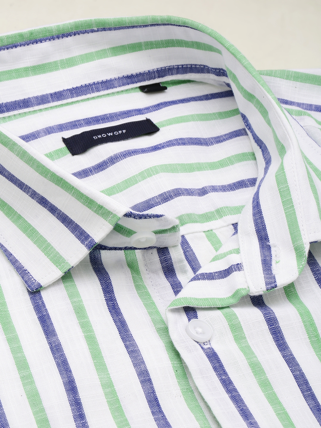 Showoff | SHOWOFF Men's Spread Collar Checked White Classic Shirt 5