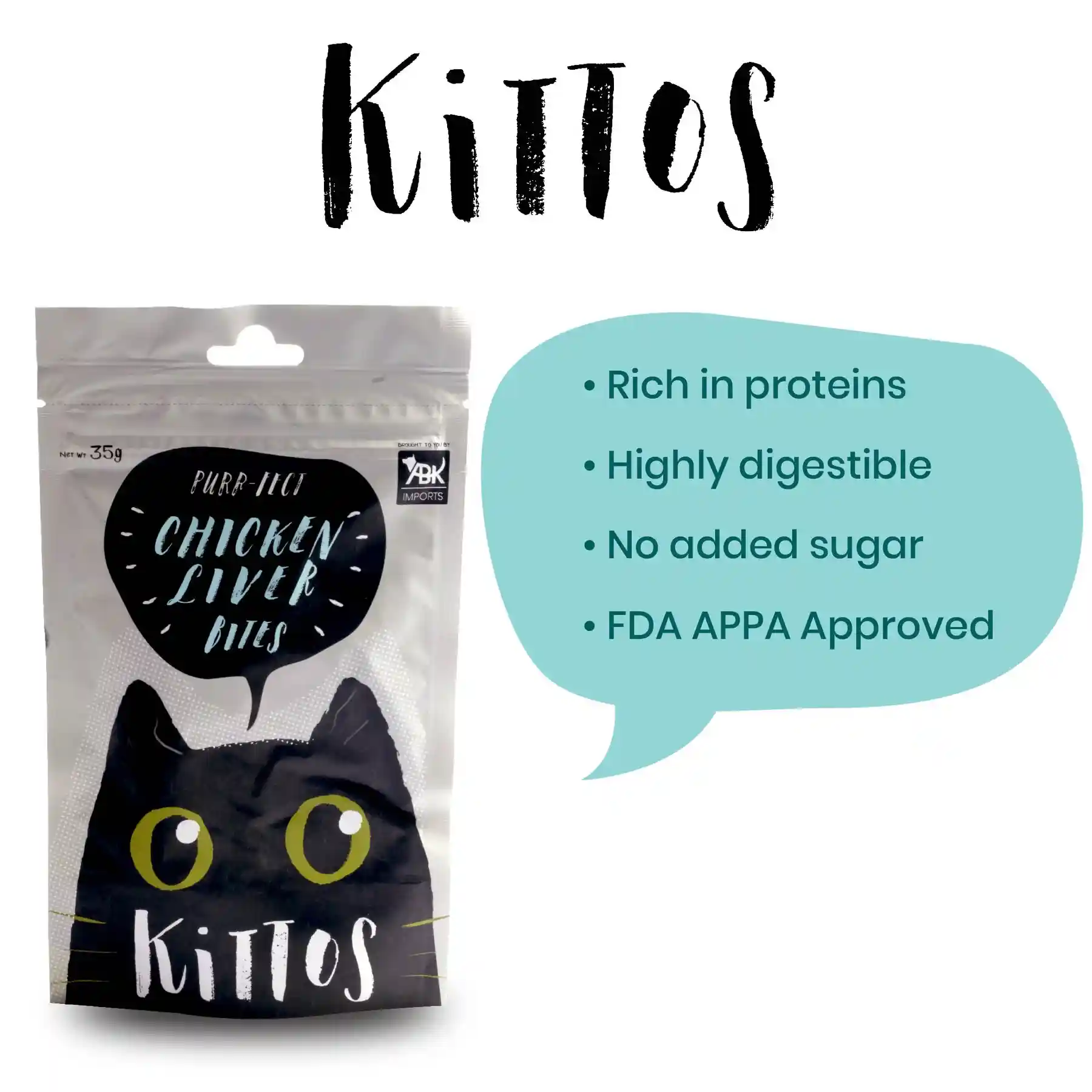 Kittos Chicken Liver Bites Cat Treat, 35 g