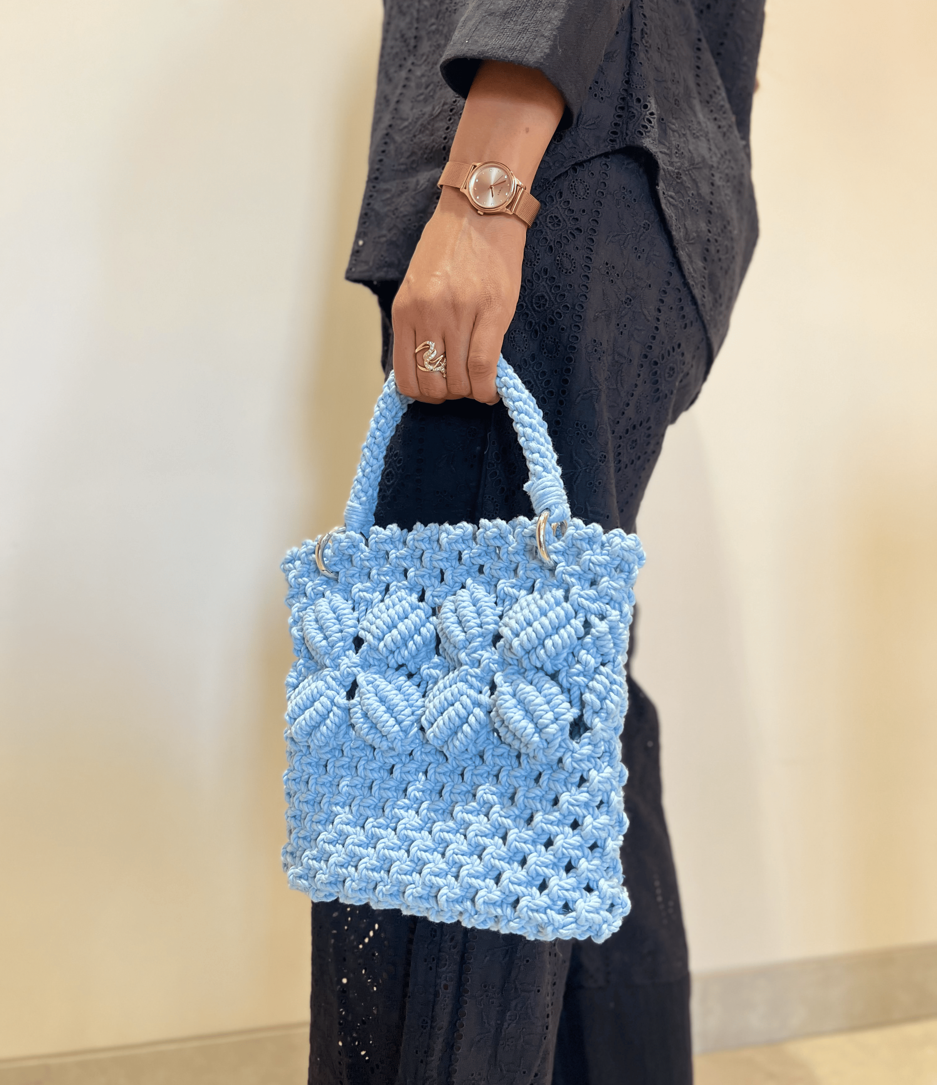 Macrame Flower Bucket Bag