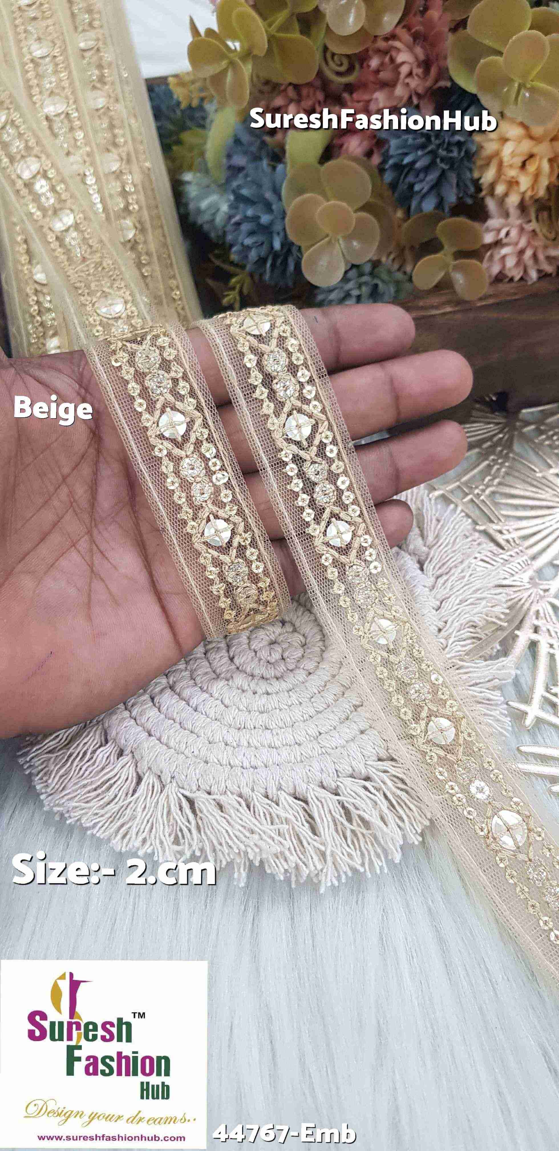 Beige Net Embroidered Lace