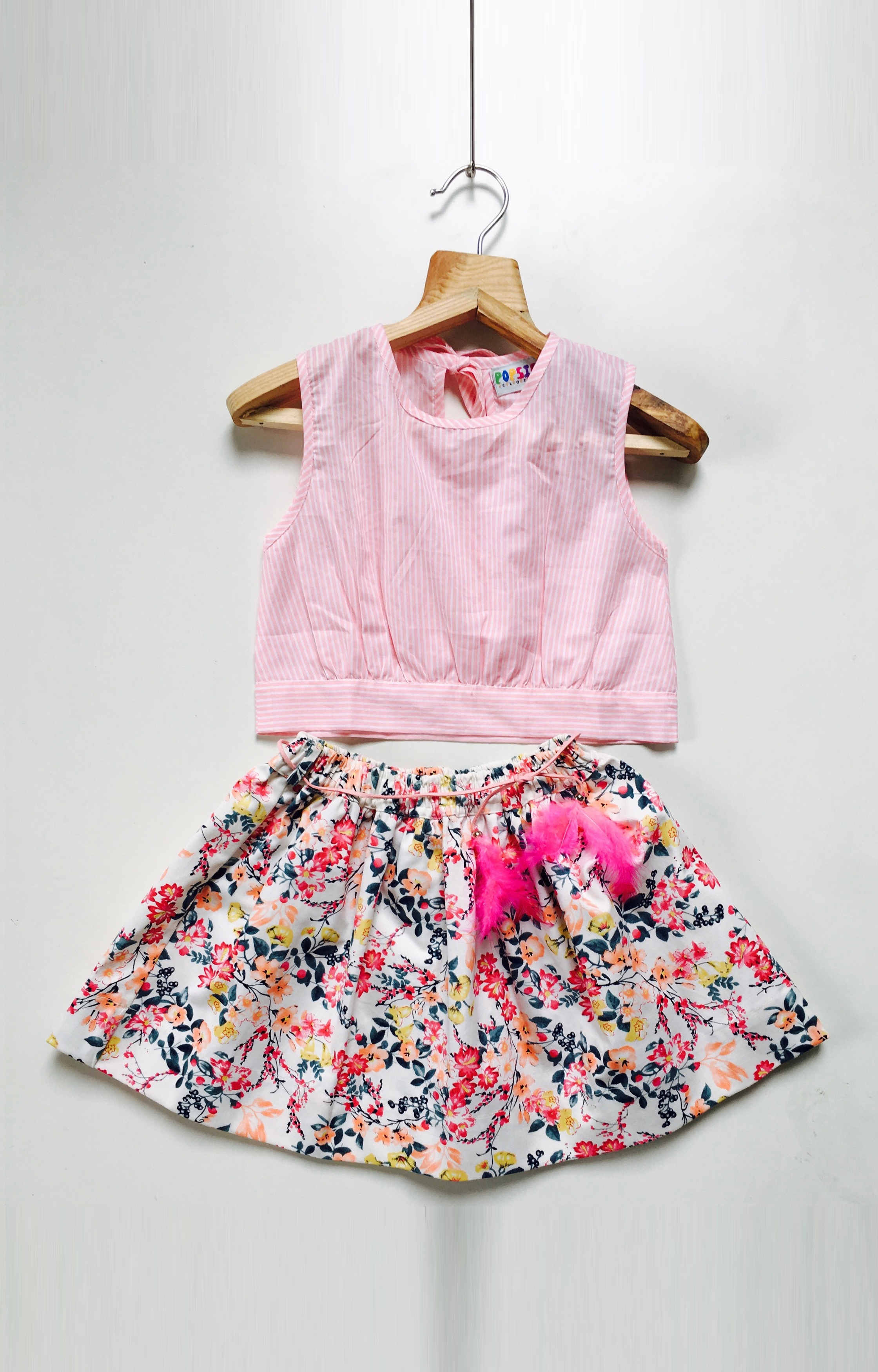 Popsicles Clothing | Popsicles Flamingo Skirt Set Pink  White Regular Fit Dress For Girls 0