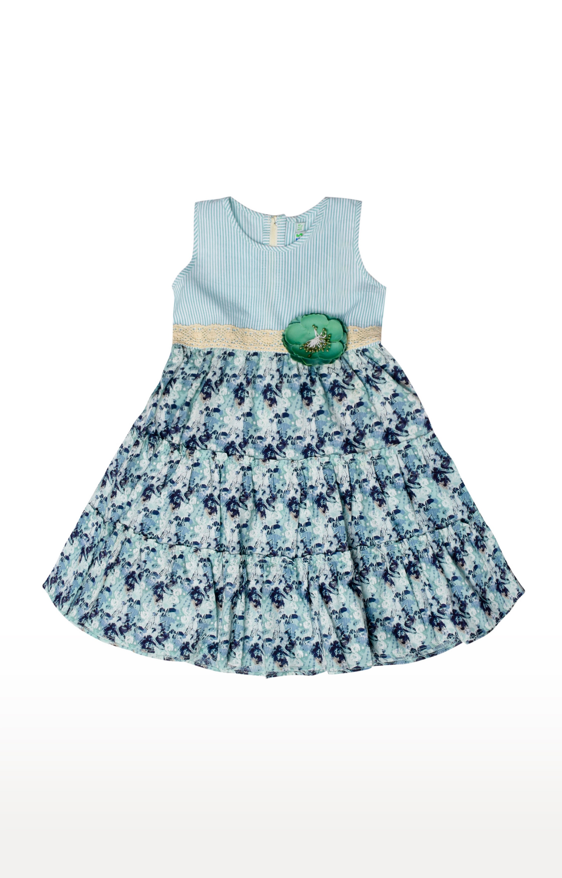 Popsicles Gossamer Dress Regular Fit Dress For Girl (Green)