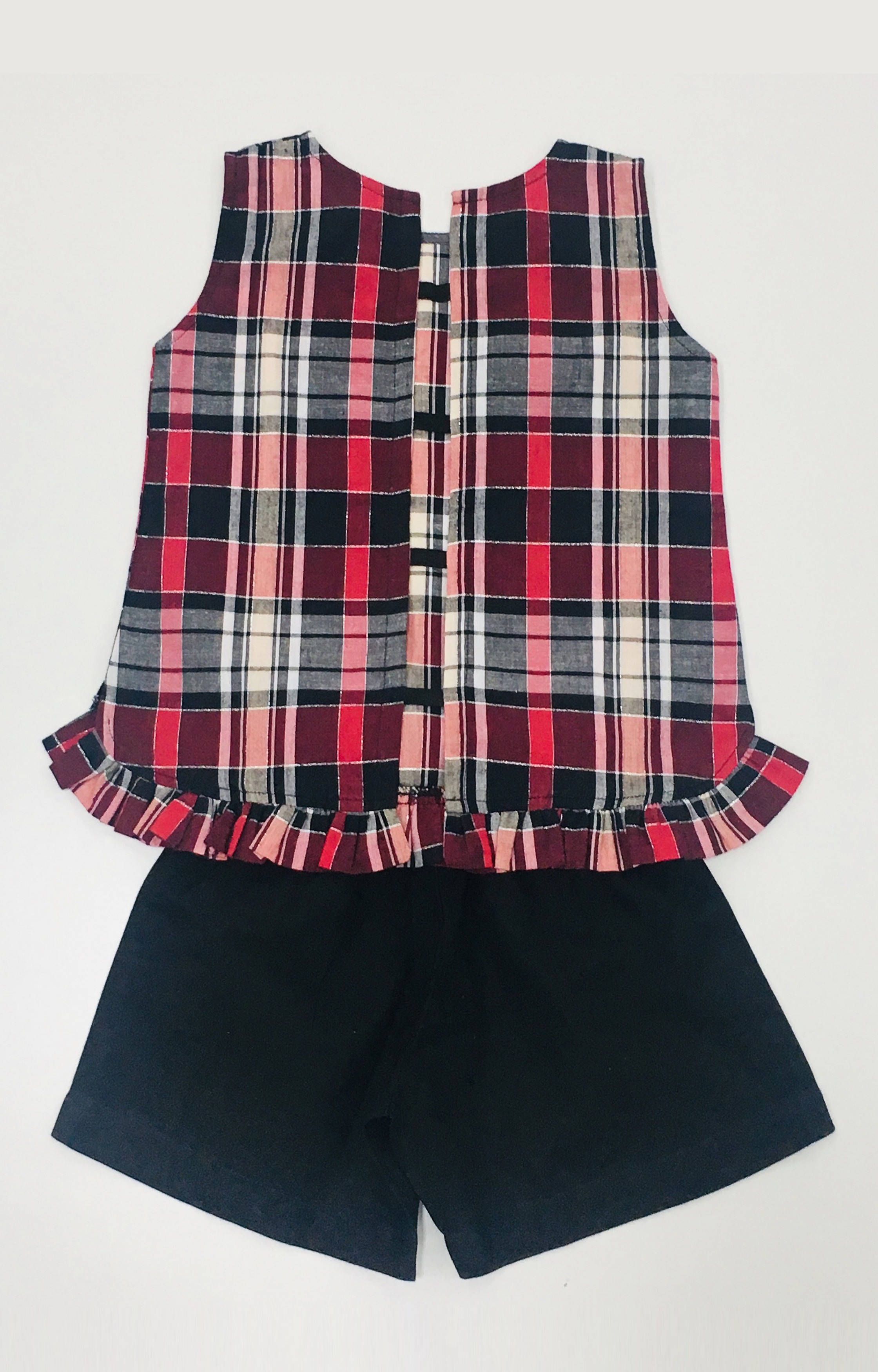 Popsicles Cherry Plaid Shorts Set  Regular Fit Dress For Girl