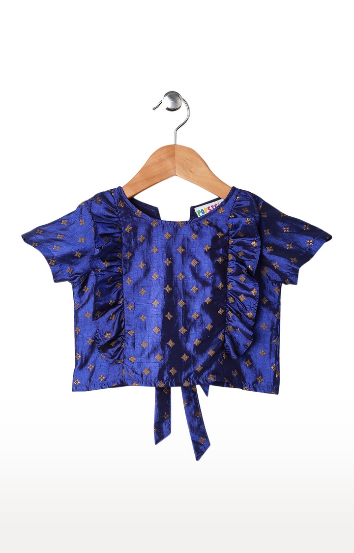Popsicles Clothing | Popsicles Lapis Skirt Set Beige  Blue Regular Fit Dress For Girls 1