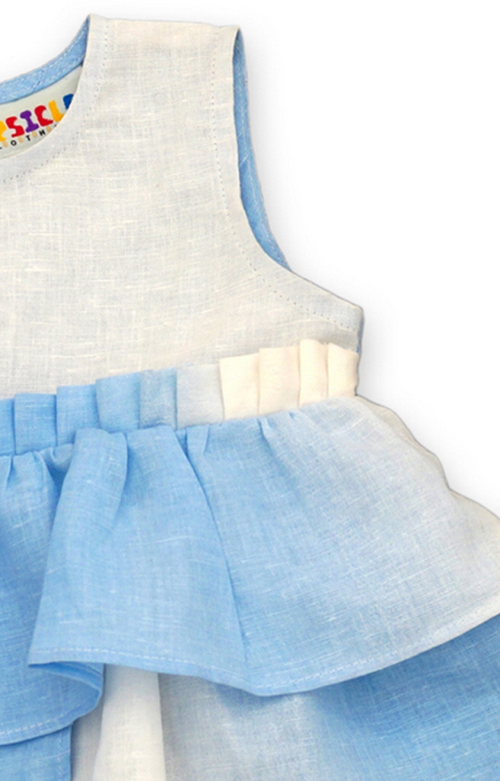Popsicles Clothing | Popsicles Sky Shorts Set Regular Fit Dress For Girl (Blue and White) 4