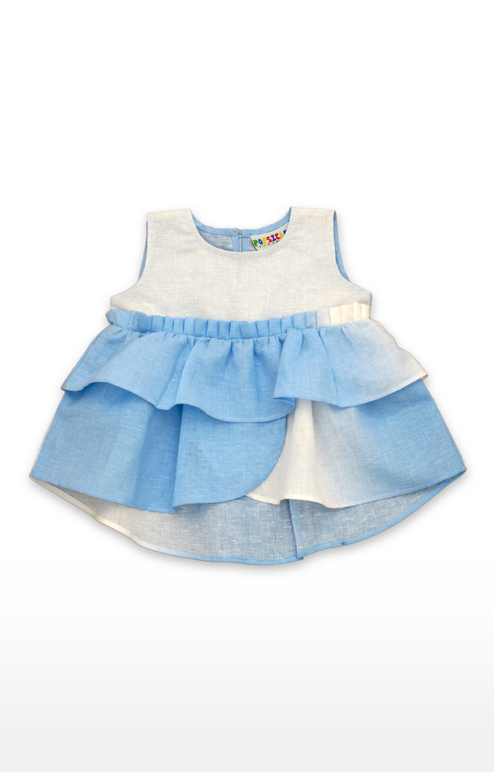 Popsicles Clothing | Popsicles Sky Shorts Set Regular Fit Dress For Girl (Blue and White) 1