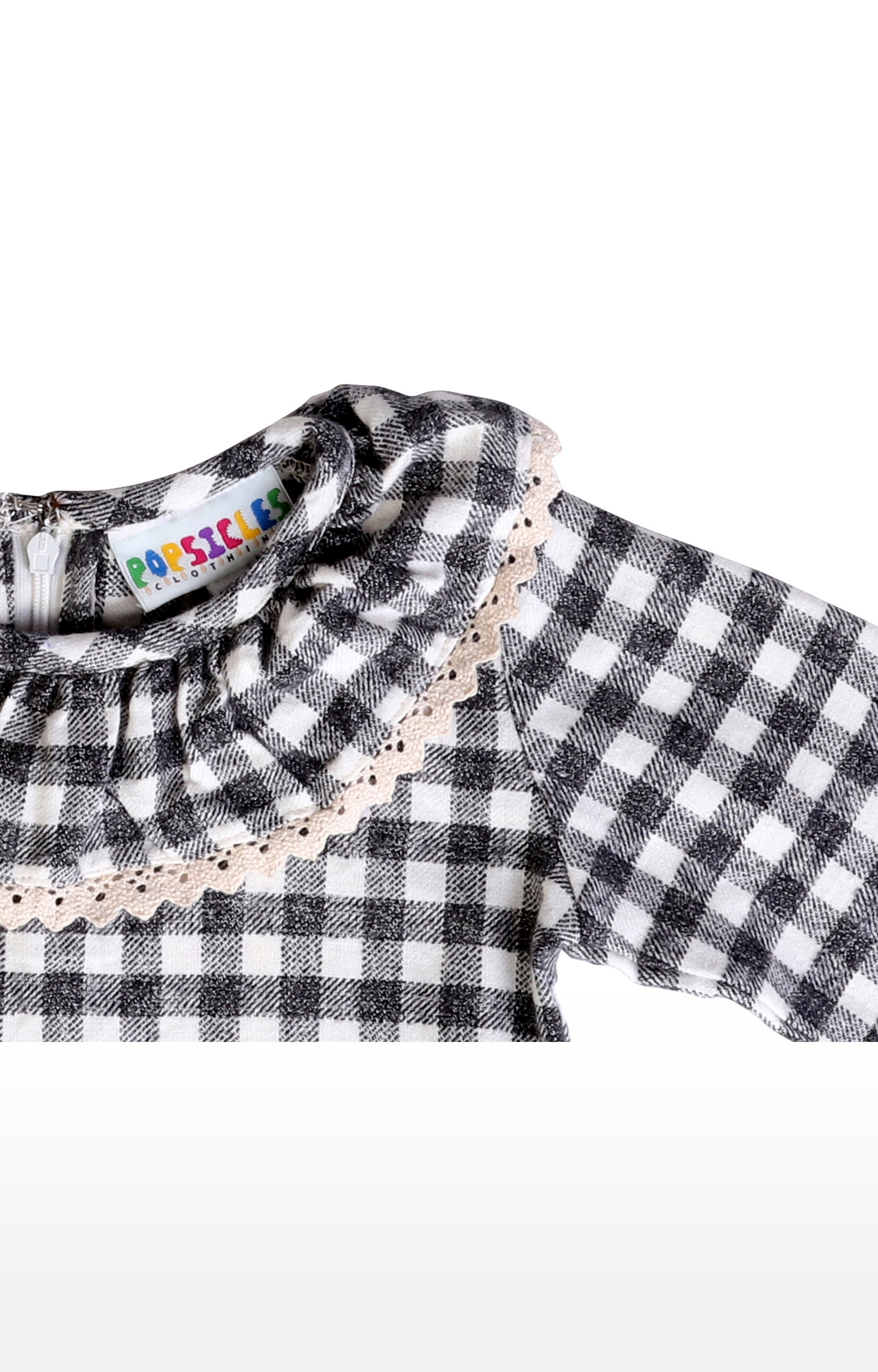 Popsicles Clothing | Popsicles Girls Cotton Checked Shirt Top - Grey (1-2 Years) 2
