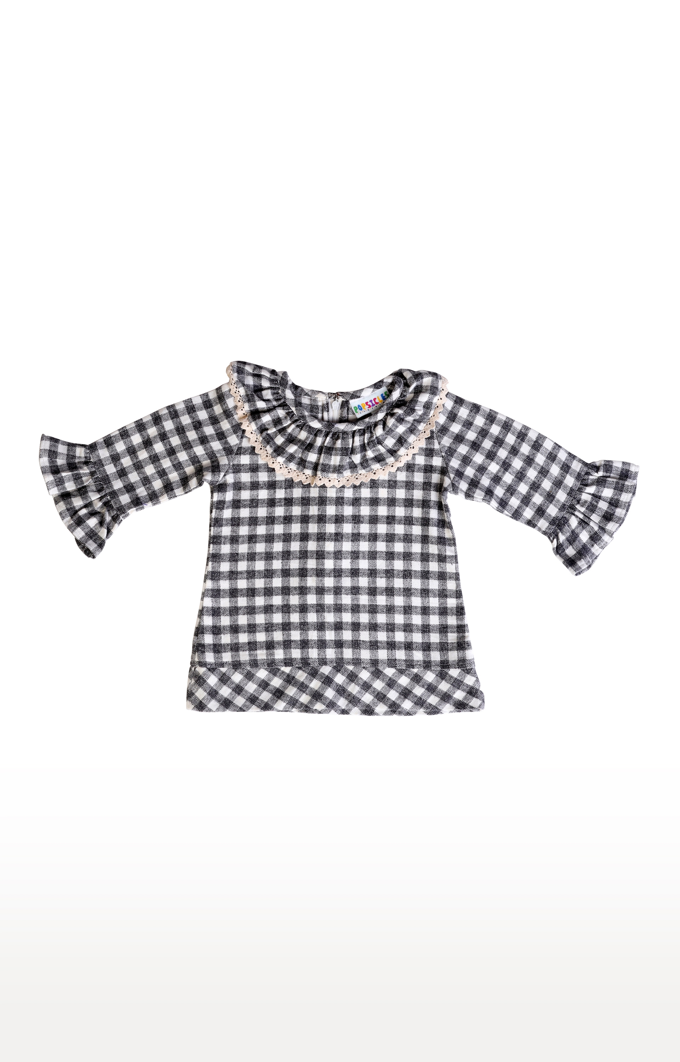 Popsicles Clothing | Popsicles Girls Cotton Checked Shirt Top - Grey (1-2 Years) 0