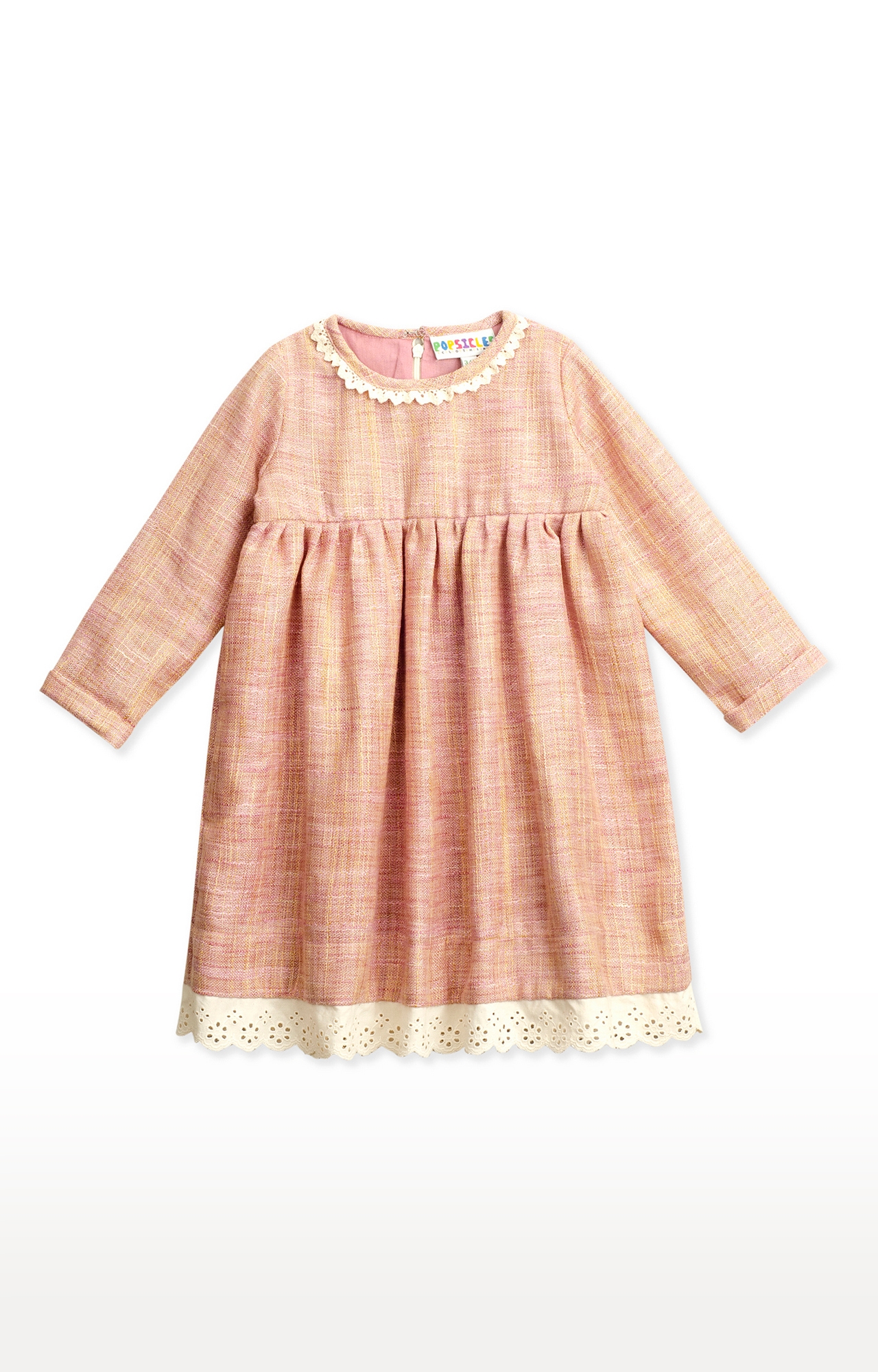 Popsicles Clothing | Popsicles Girls Handloom Cotton Slush Dress - Pink (1-2 Years) 0