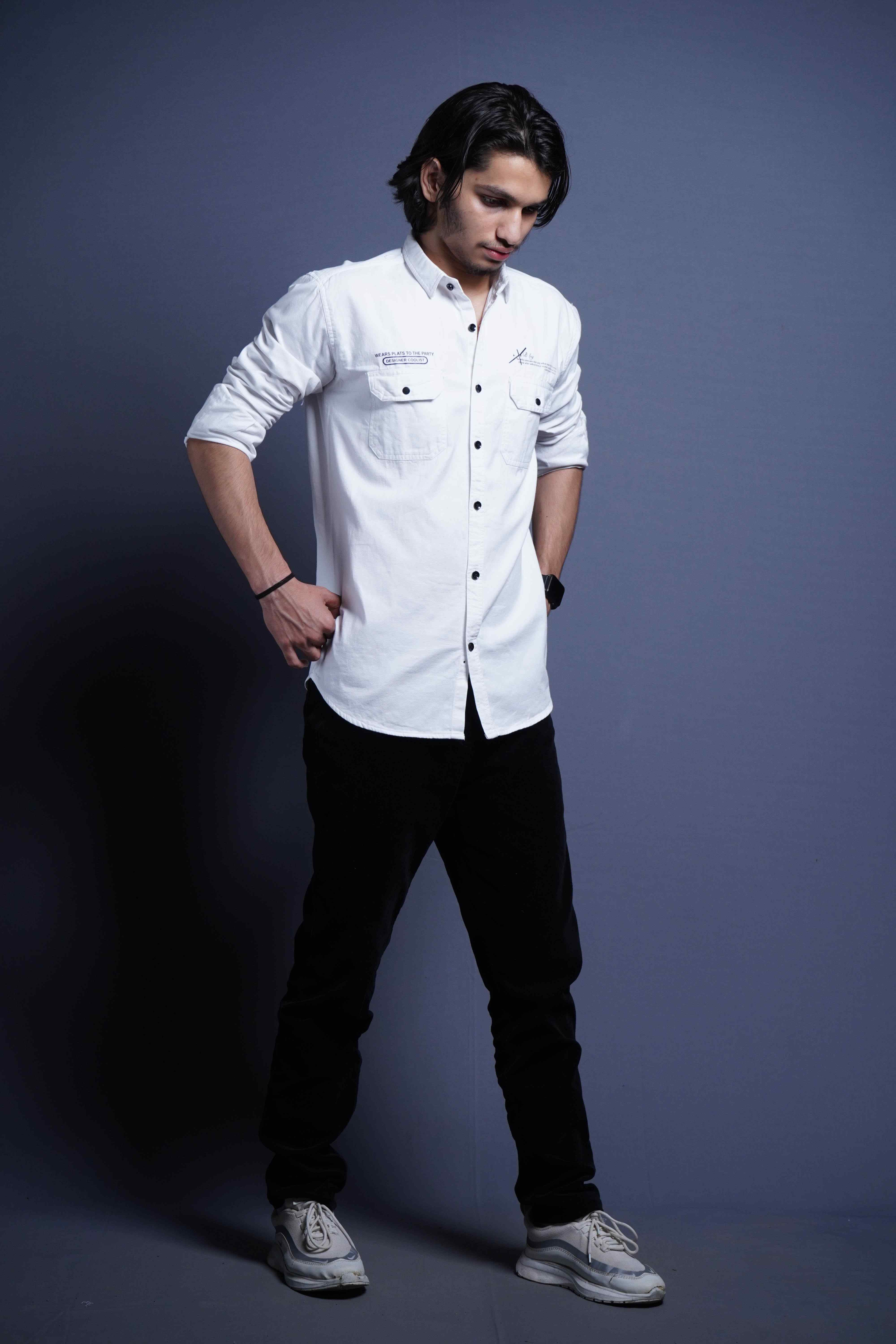 One Denim Classic White Cotton Casual Shirt