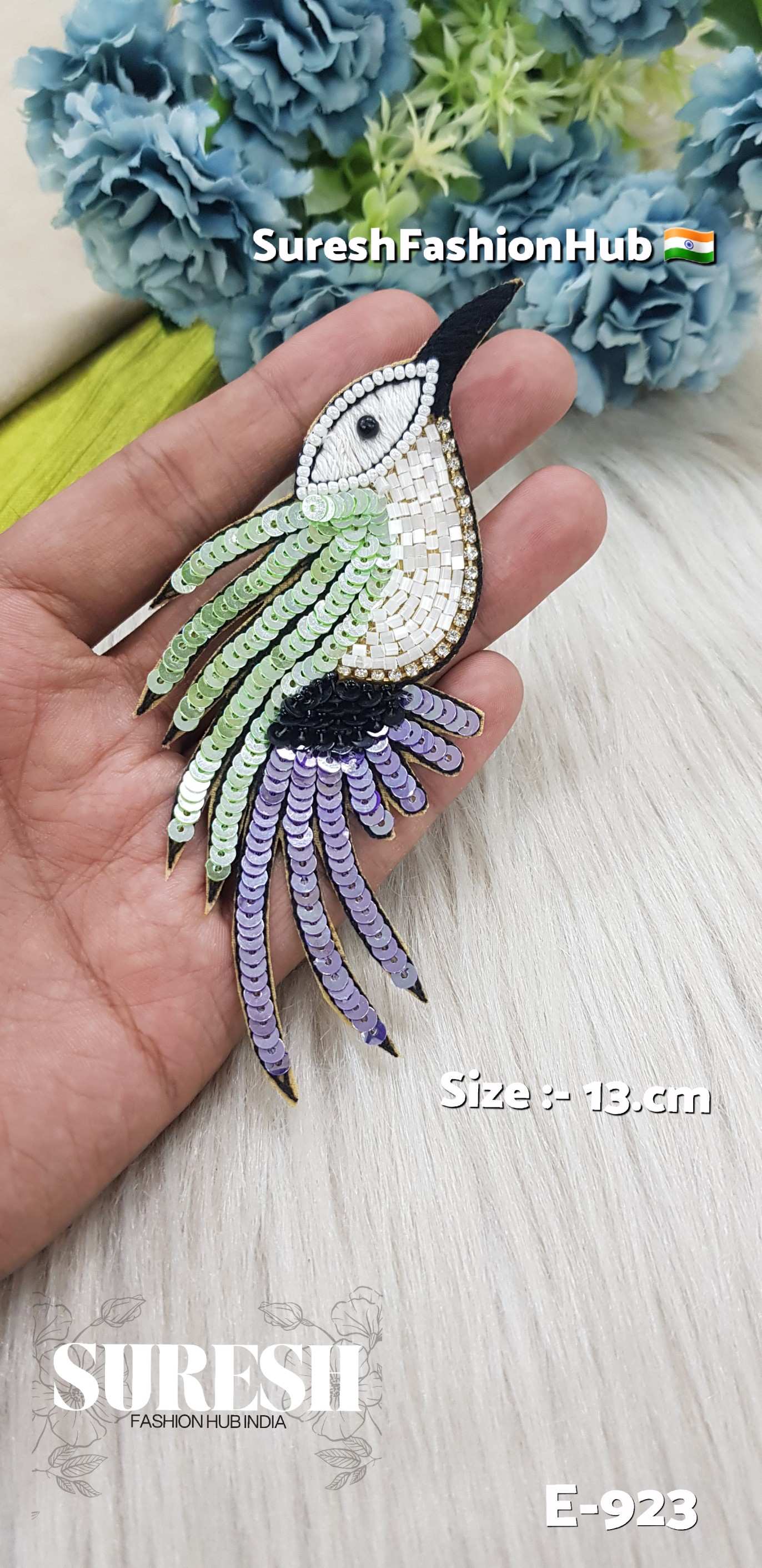 E-923 Cool Green Right Side Humming Bird Patch
