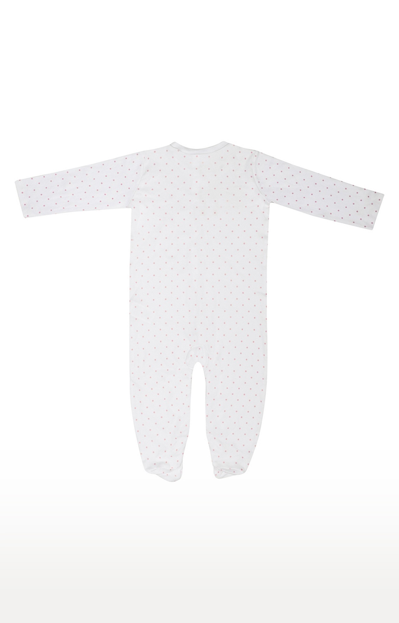 Popsicles Soft Cotton Comfort fit Round Neck Long Sleeves Girls Baby Romper - White (0-3 Months)
