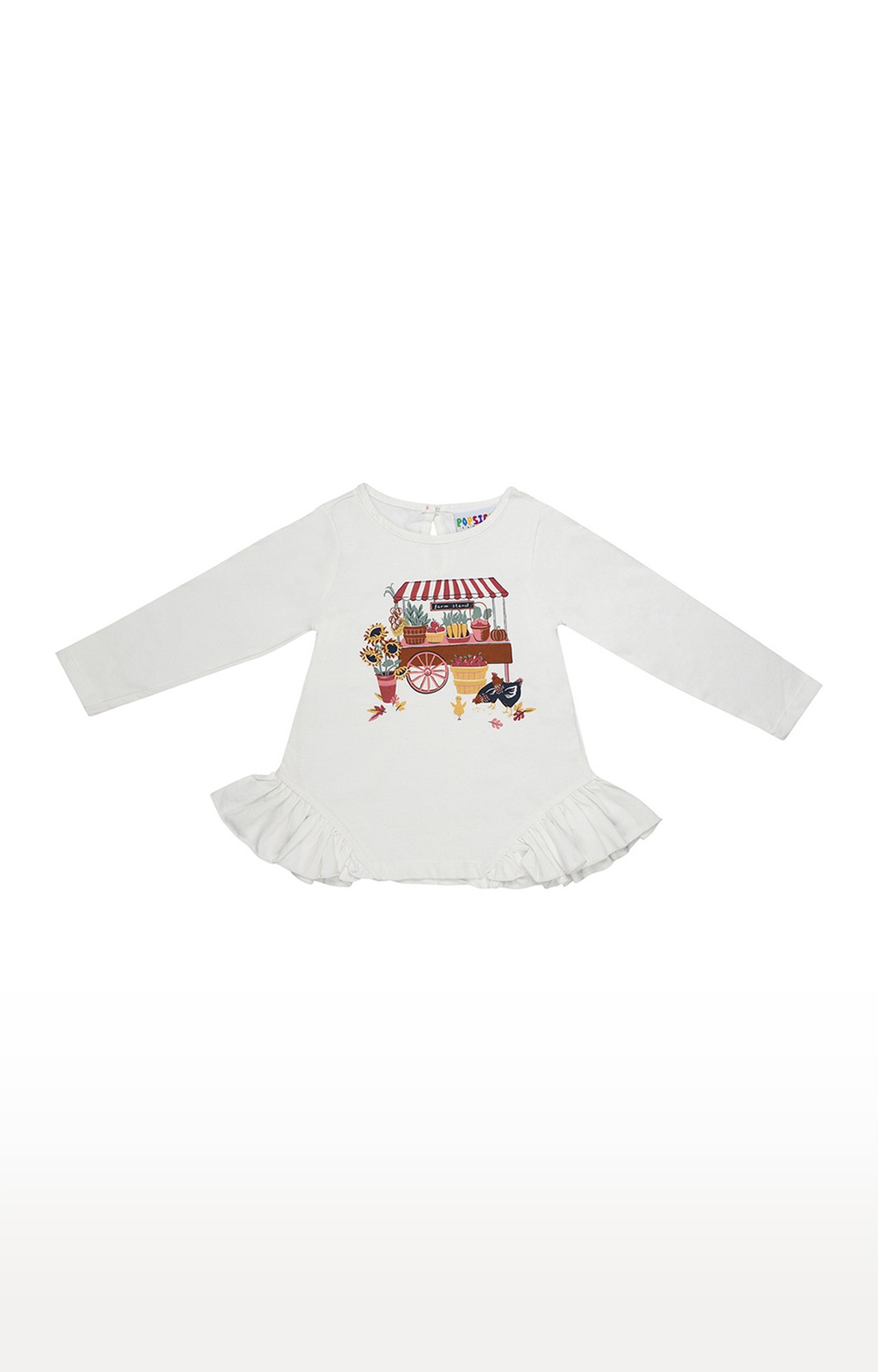 Popsicles Soft Cotton Comfort fit Round Neck Long Sleeves Top and Pants Set - White (12-18M)