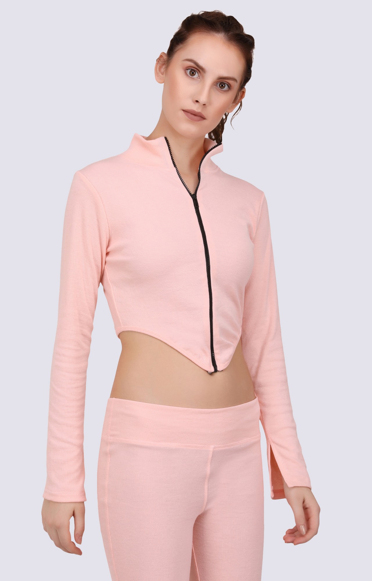 Peach Curved Hem Crop Top