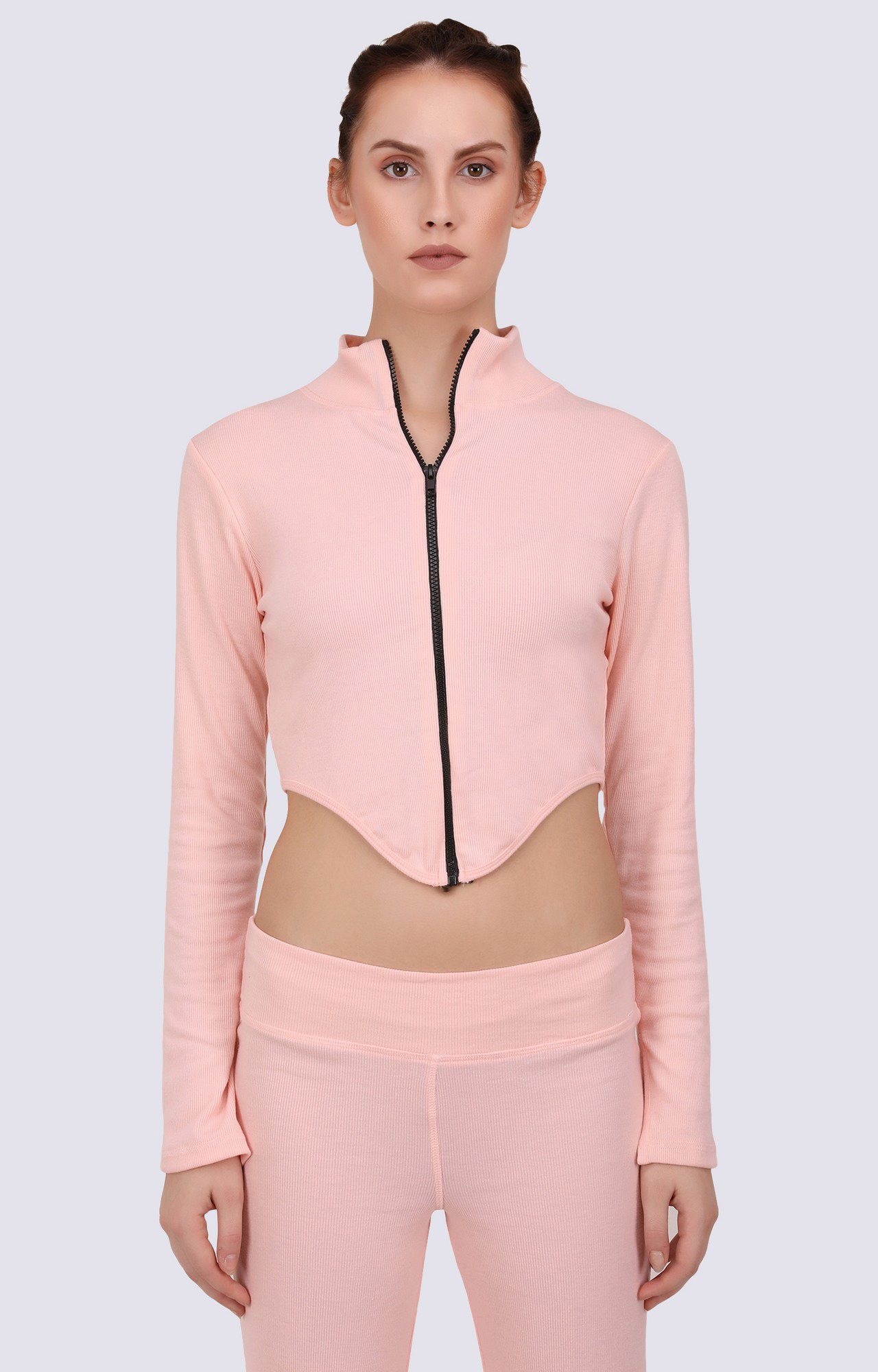 Peach Curved Hem Crop Top