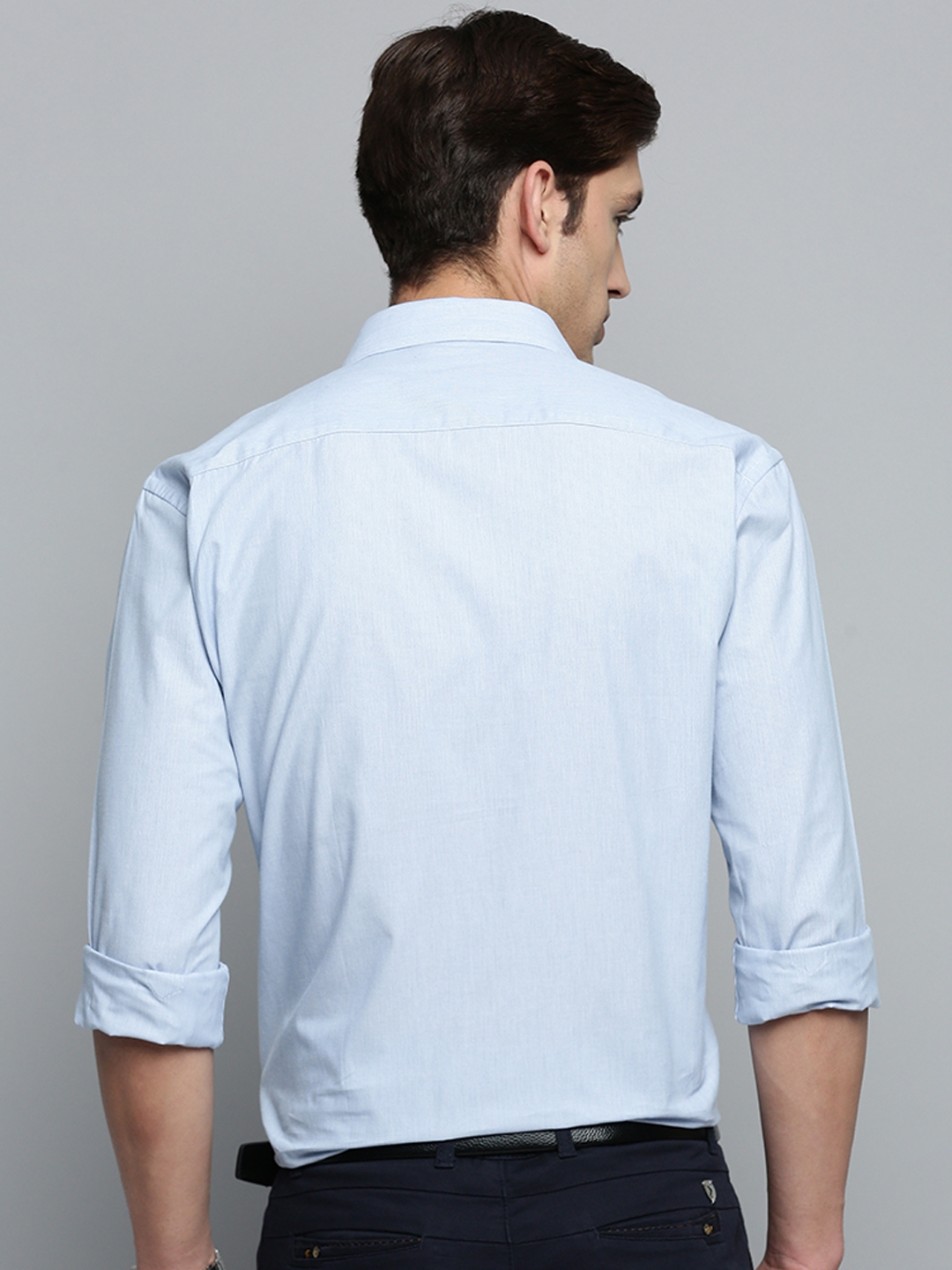 Showoff | SHOWOFF Men's Spread Collar Blue Striped Shirt 3