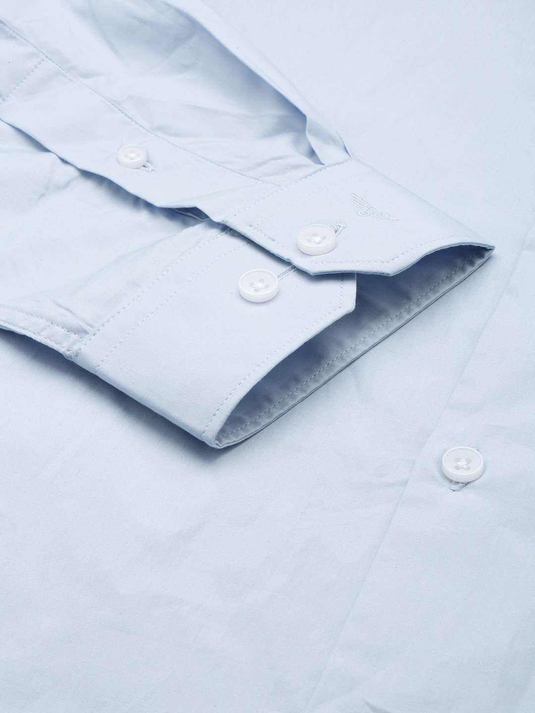 Showoff | SHOWOFF Men's Spread Collar Blue Solid Shirt 6