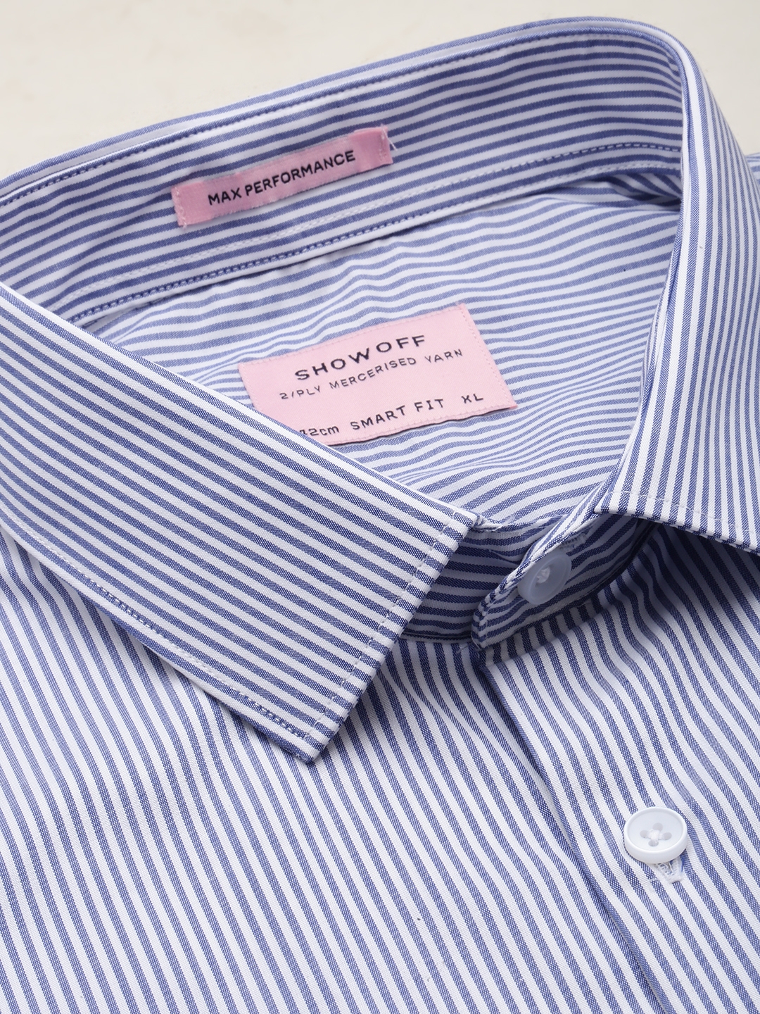 Showoff | SHOWOFF Men's Spread Collar Blue Striped Shirt 5