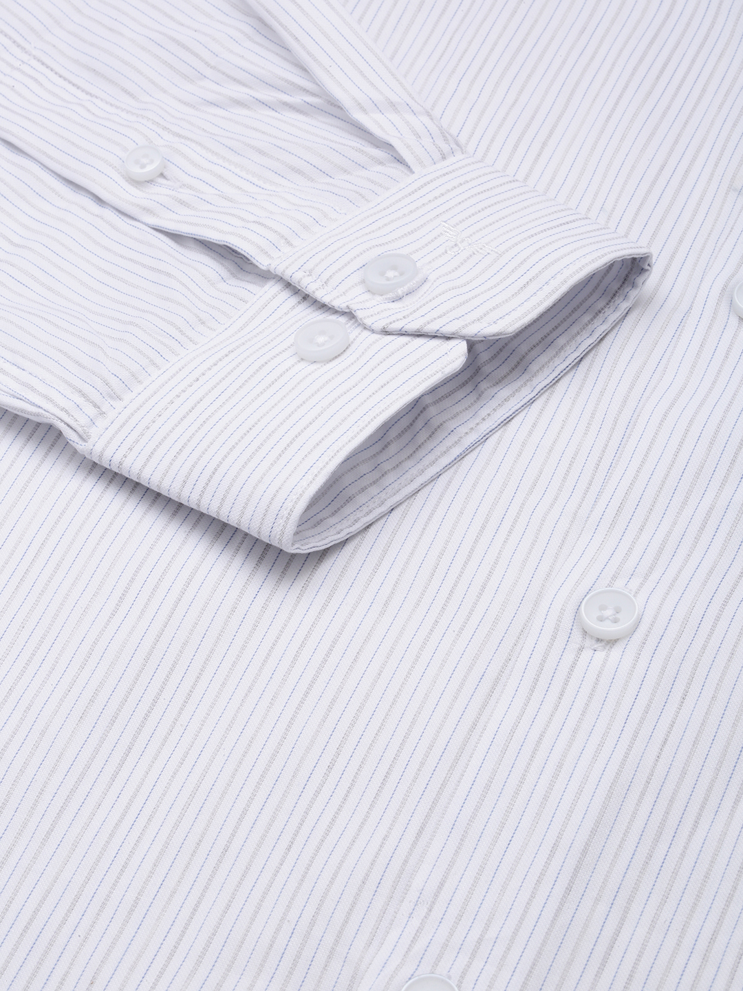 SHOWOFF Men's Spread Collar White Striped Shirt