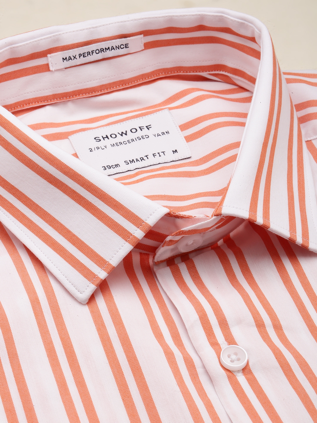 Showoff | SHOWOFF Men's Spread Collar Self Design White Smart Shirt 5