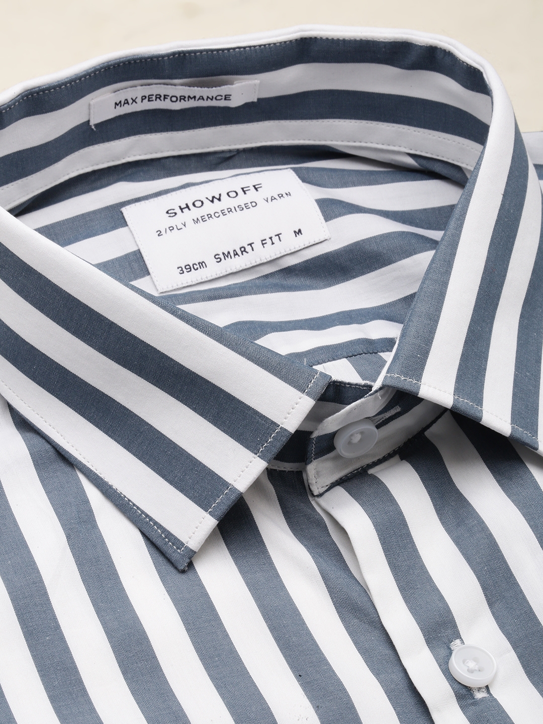 Showoff | SHOWOFF Men's Spread Collar Self Design Grey Smart Shirt 5