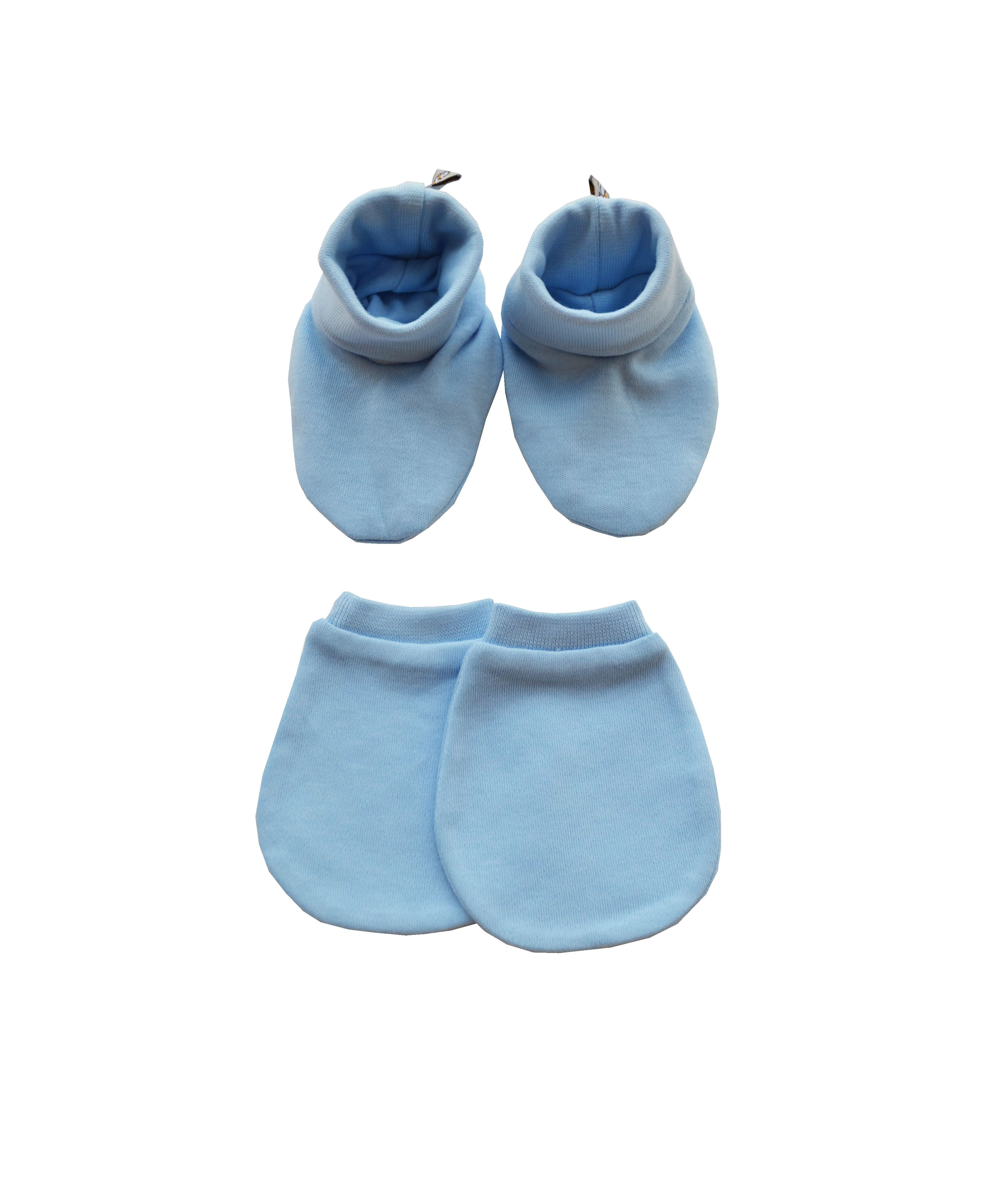 Blue Bootie and Mitten Set (100% Cotton Single Jersey)